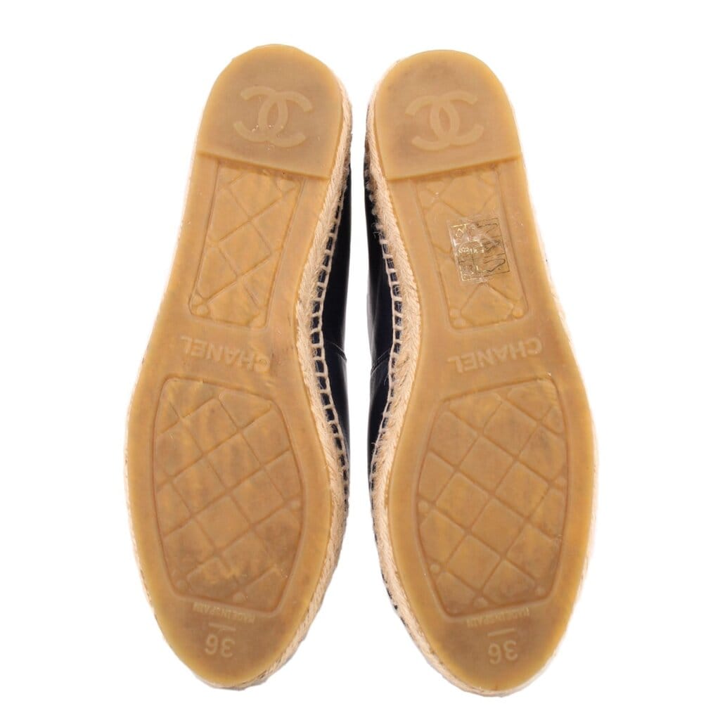 Chanel CAP TOE ESPADRILLE FLATS BLUE/BLACK 36 EU | 6 US