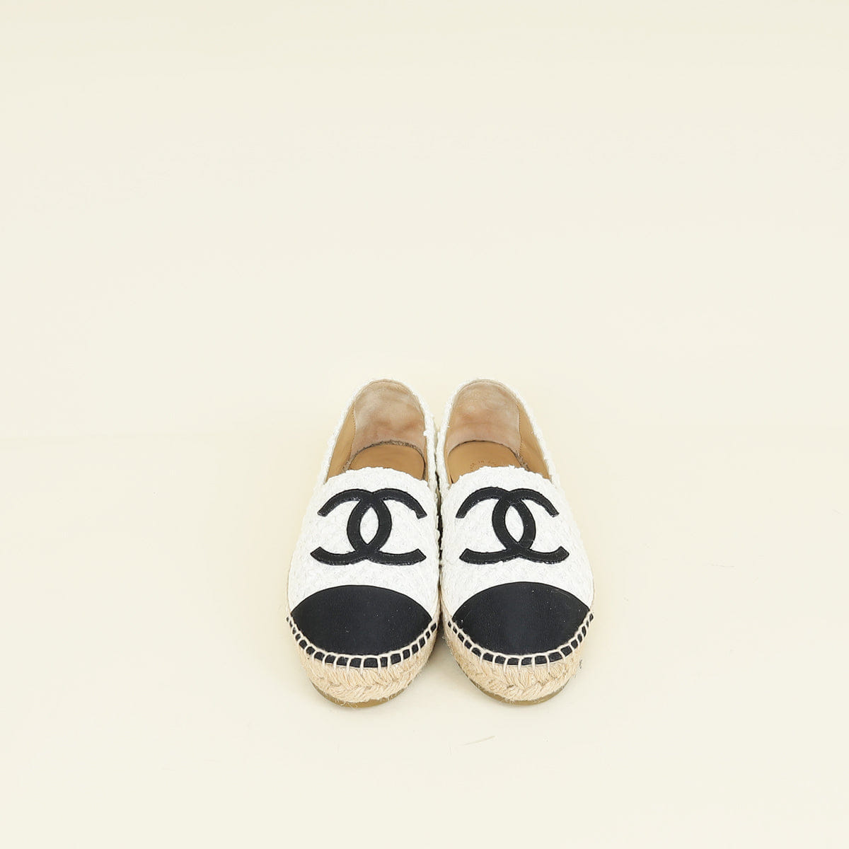 Chanel Bicolor CC Cap Toe Tweed Espadrille 36