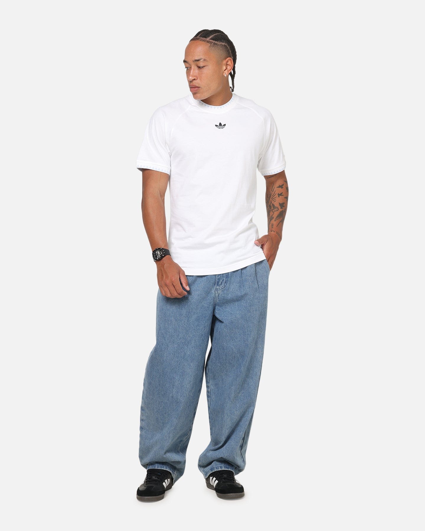 adidas Chest Stripes Engineered T - Shirt White