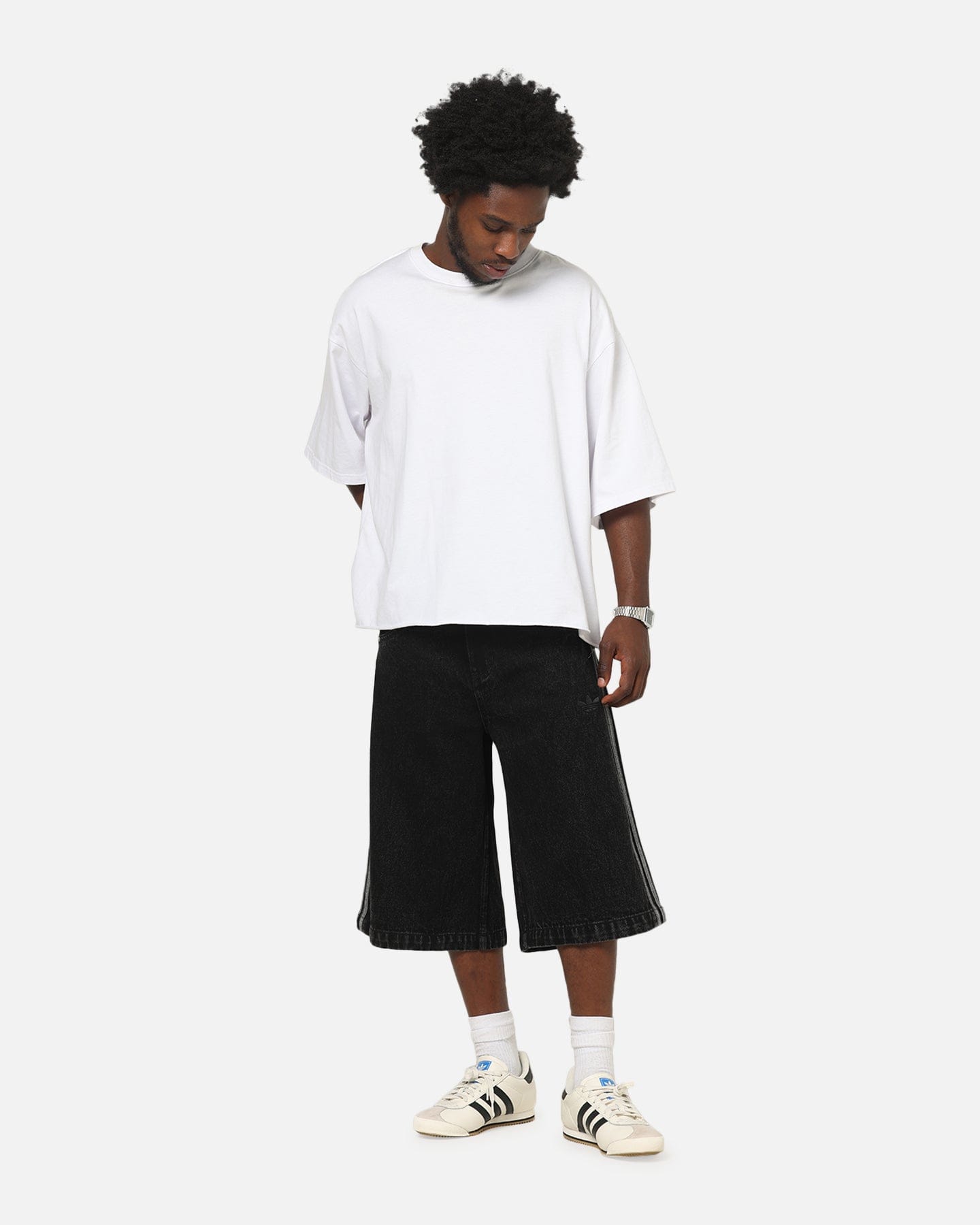 adidas Firebird Denim Shorts Black Denim