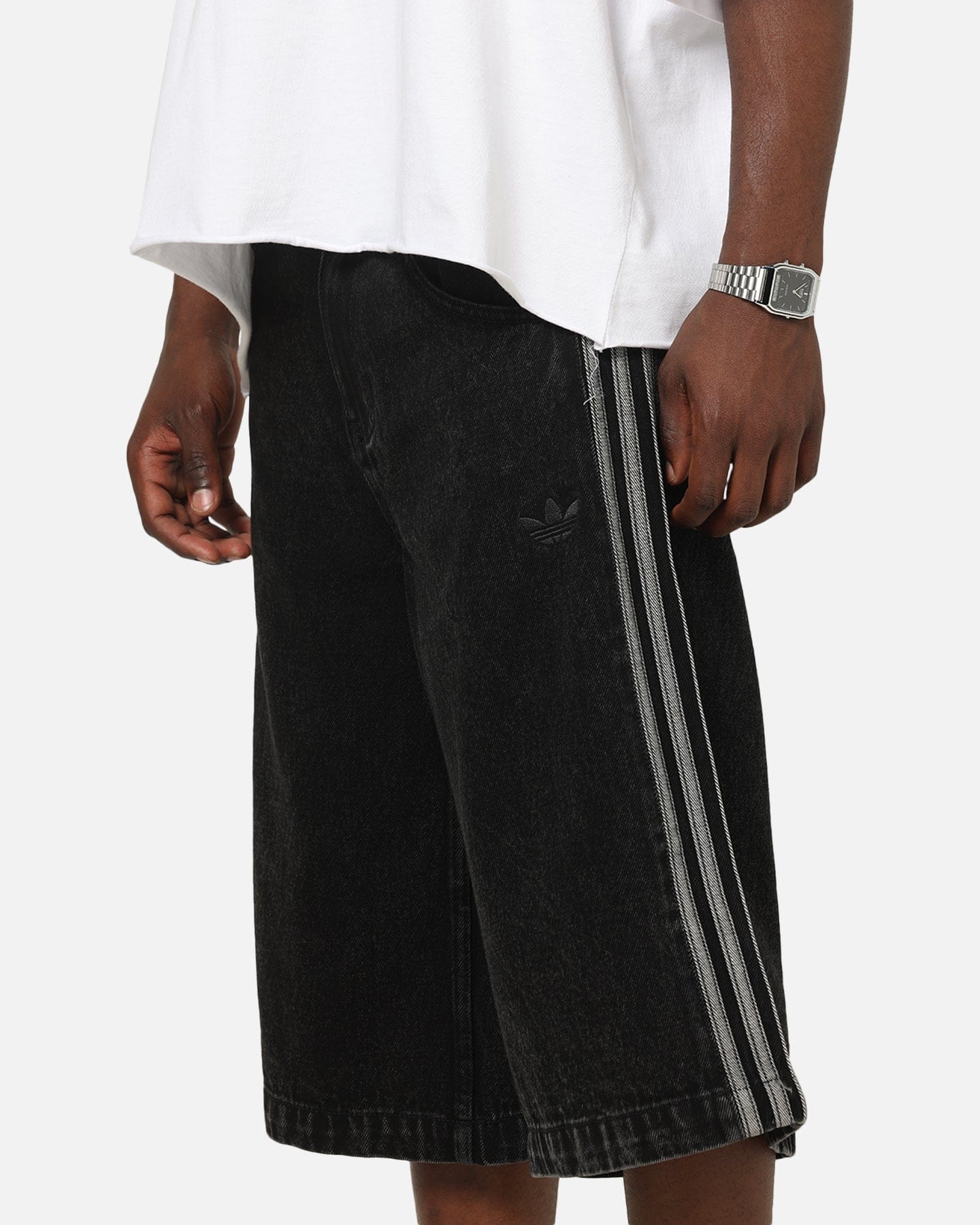 adidas Firebird Denim Shorts Black Denim