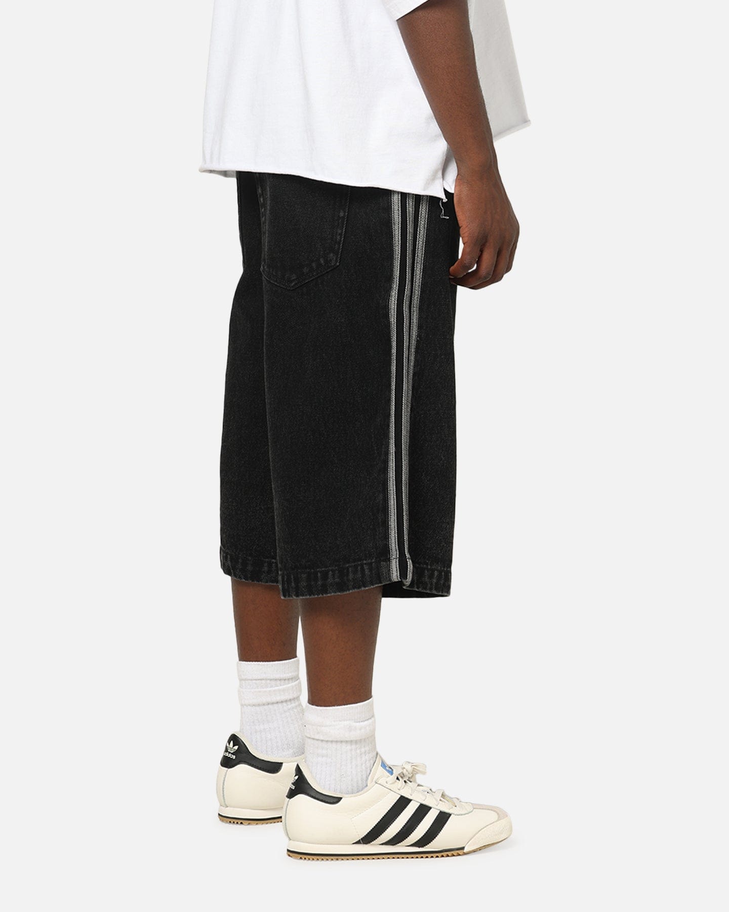 adidas Firebird Denim Shorts Black Denim