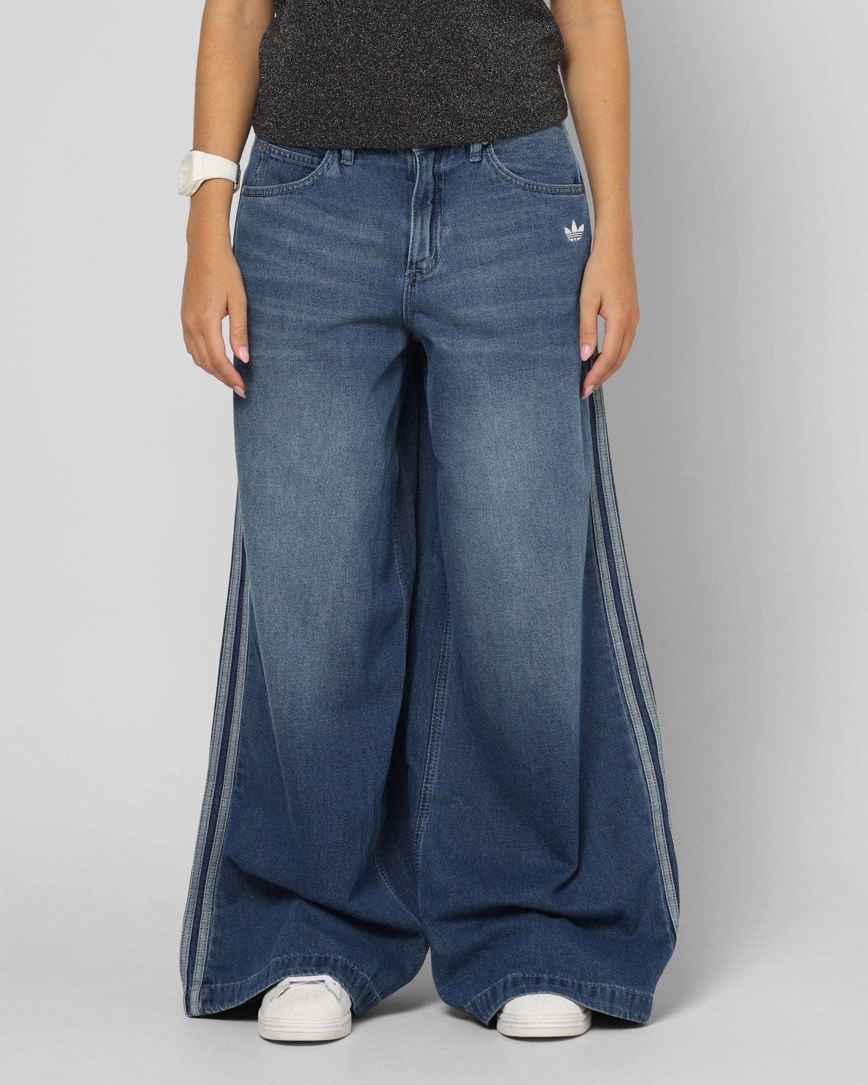 adidas Women's Denim Wide Pants Indigo Denim