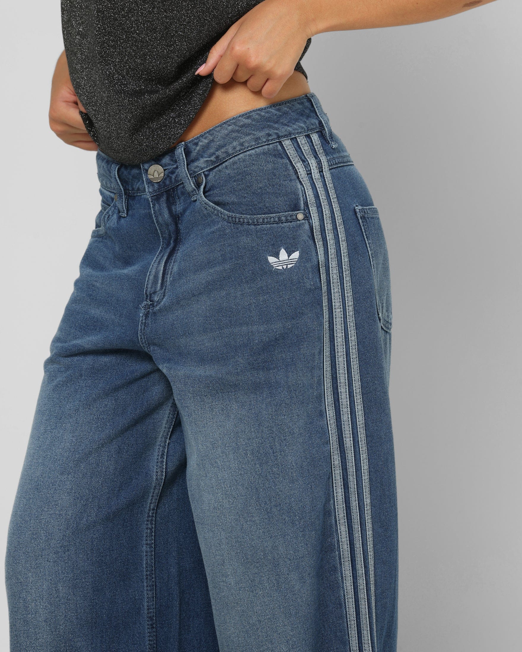 adidas Women's Denim Wide Pants Indigo Denim