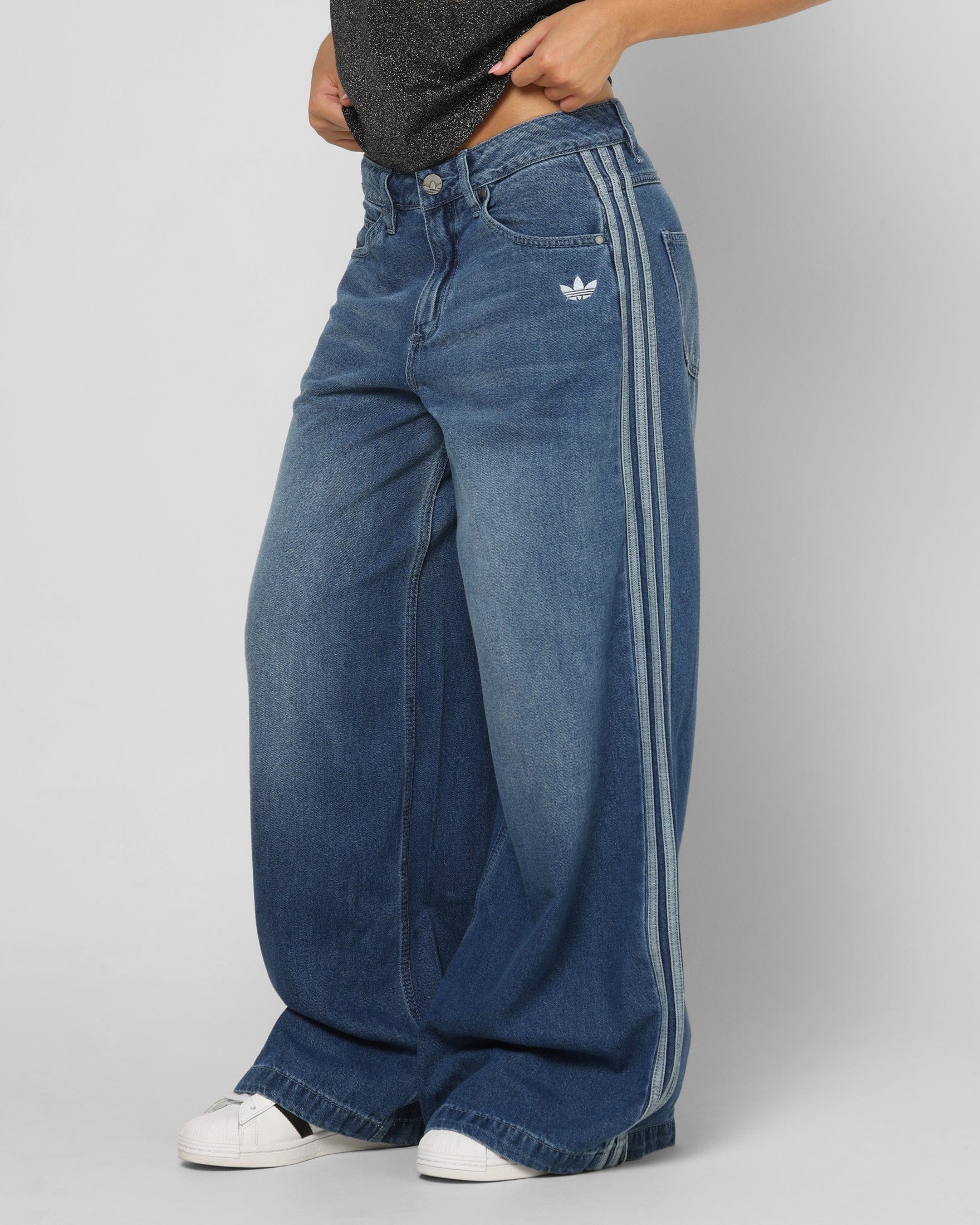 adidas Women's Denim Wide Pants Indigo Denim