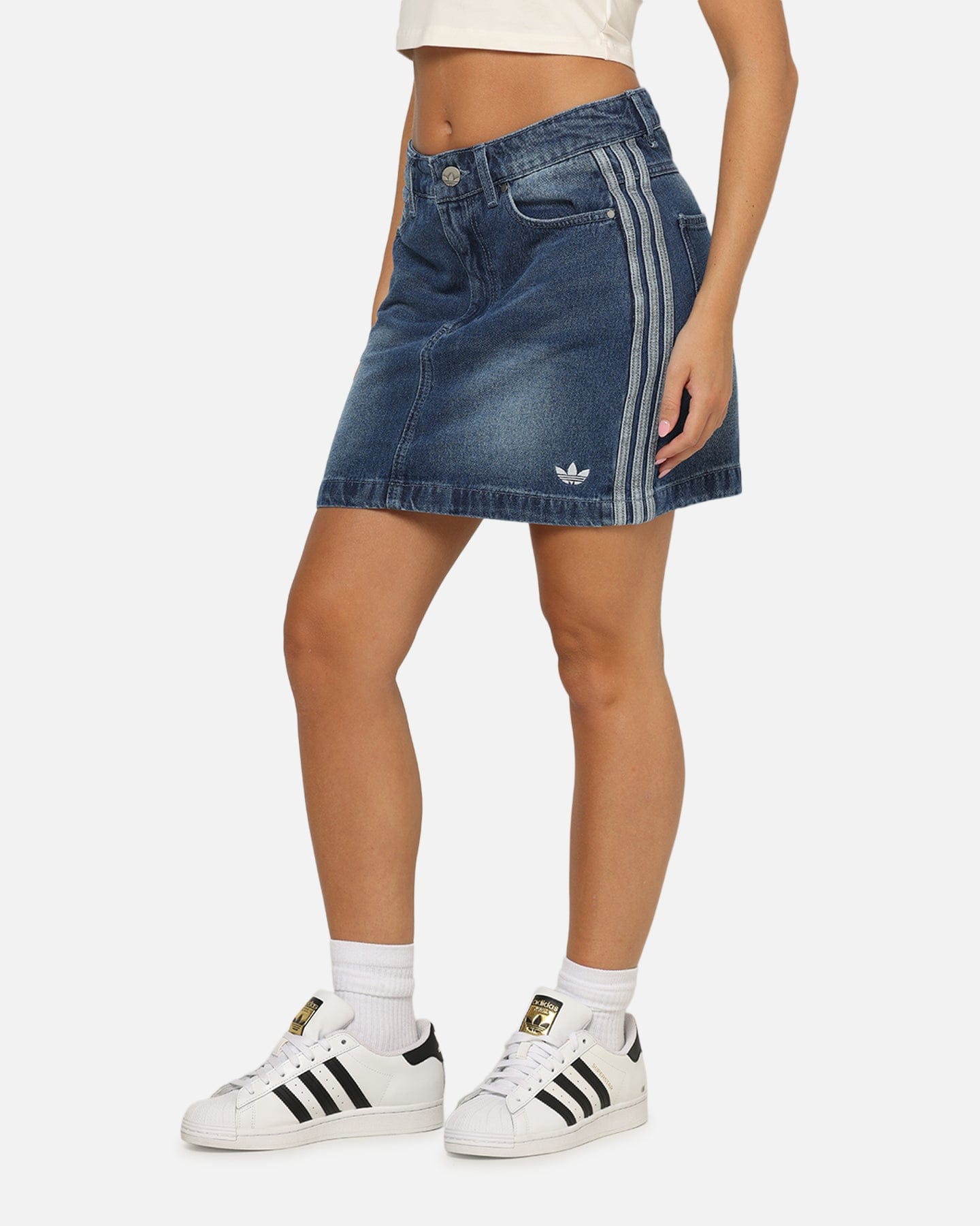 adidas Women's Denim Mini Skirt Indigo Denim
