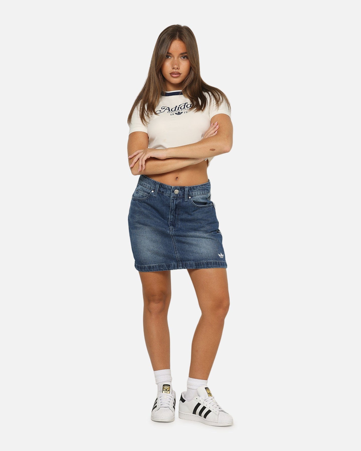 adidas Women's Denim Mini Skirt Indigo Denim