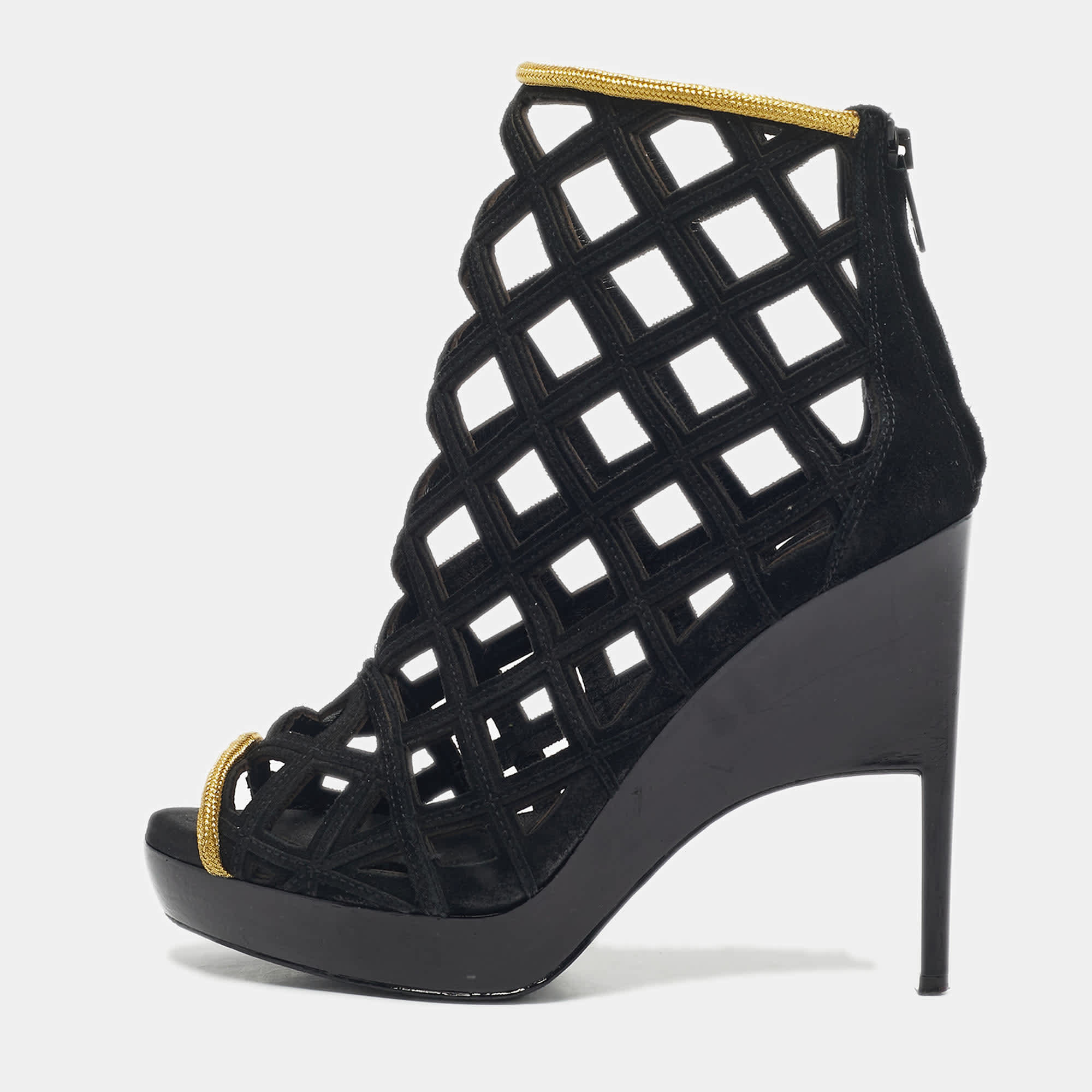 Burberry Prorsum Black Cutout Suede Ankle Length Boots