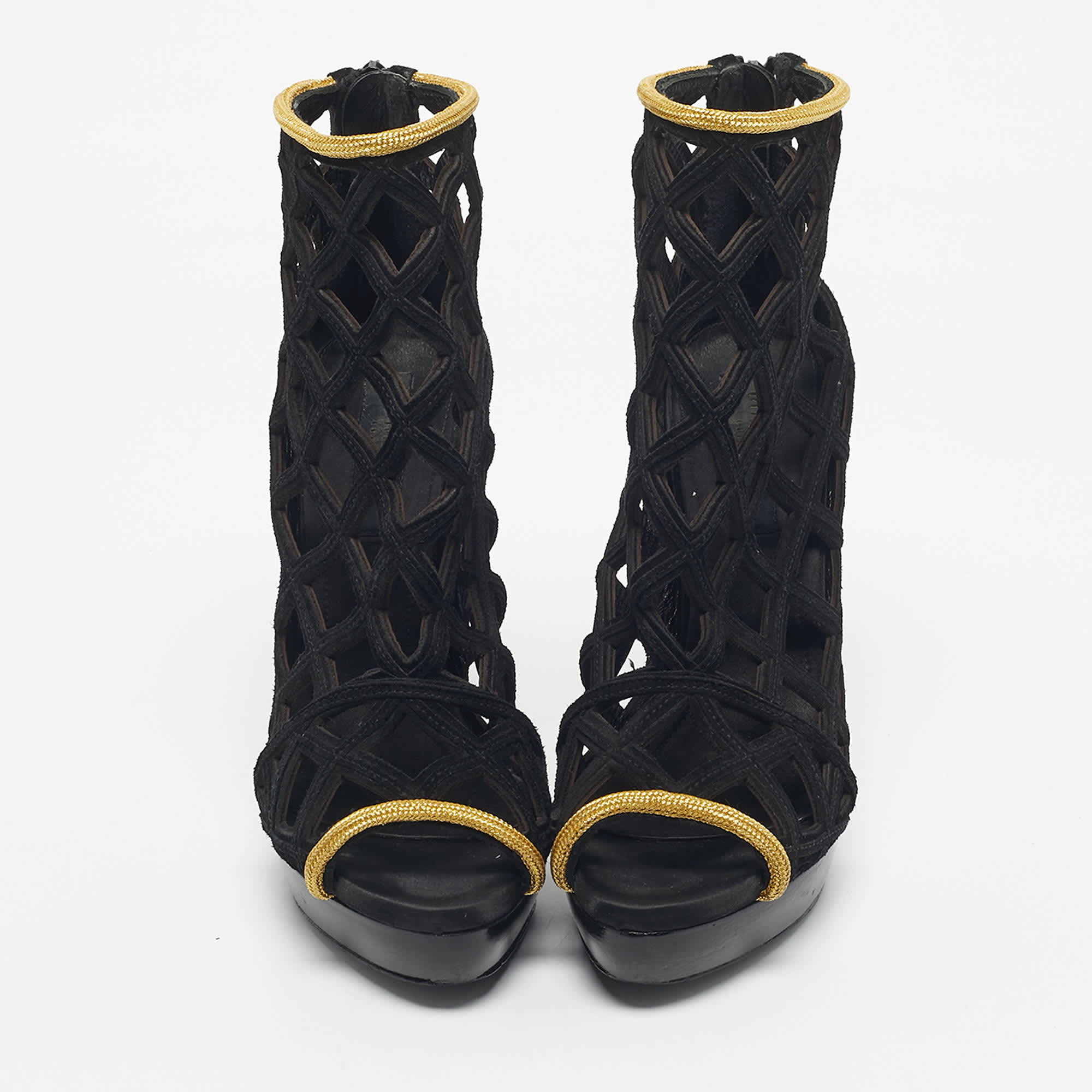 Burberry Prorsum Black Cutout Suede Ankle Length Boots