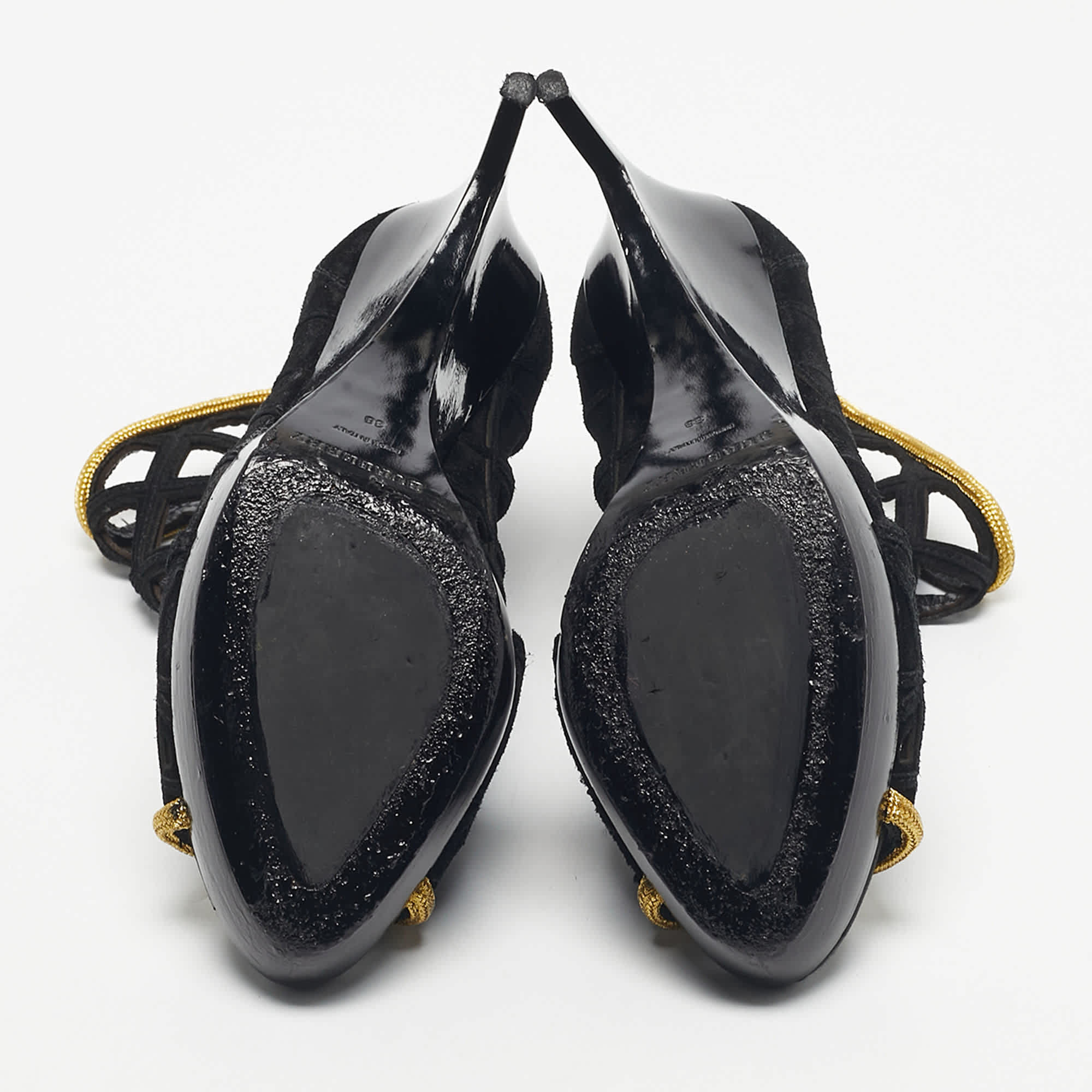 Burberry Prorsum Black Cutout Suede Ankle Length Boots