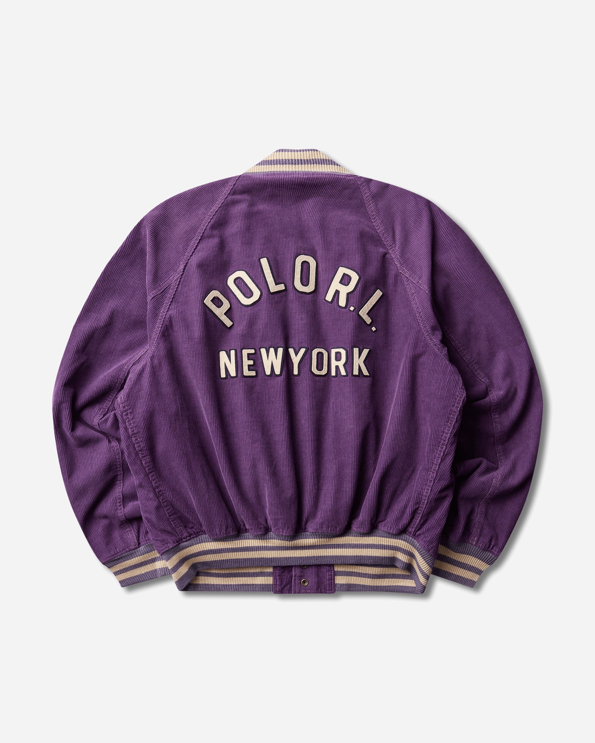 Polo Ralph Lauren Men's Corduroy Letterman Jacket New Violet Washed