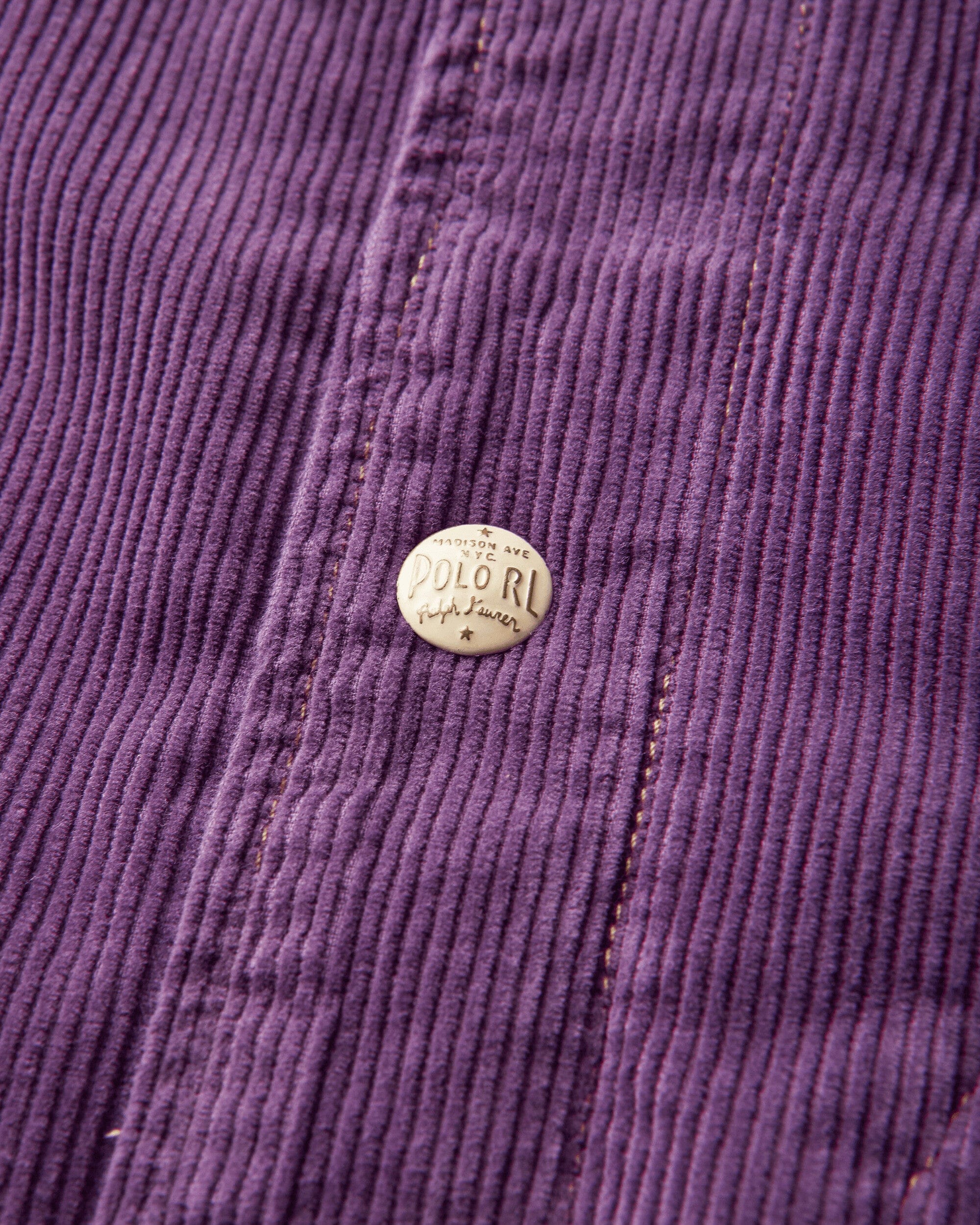 Polo Ralph Lauren Men's Corduroy Letterman Jacket New Violet Washed