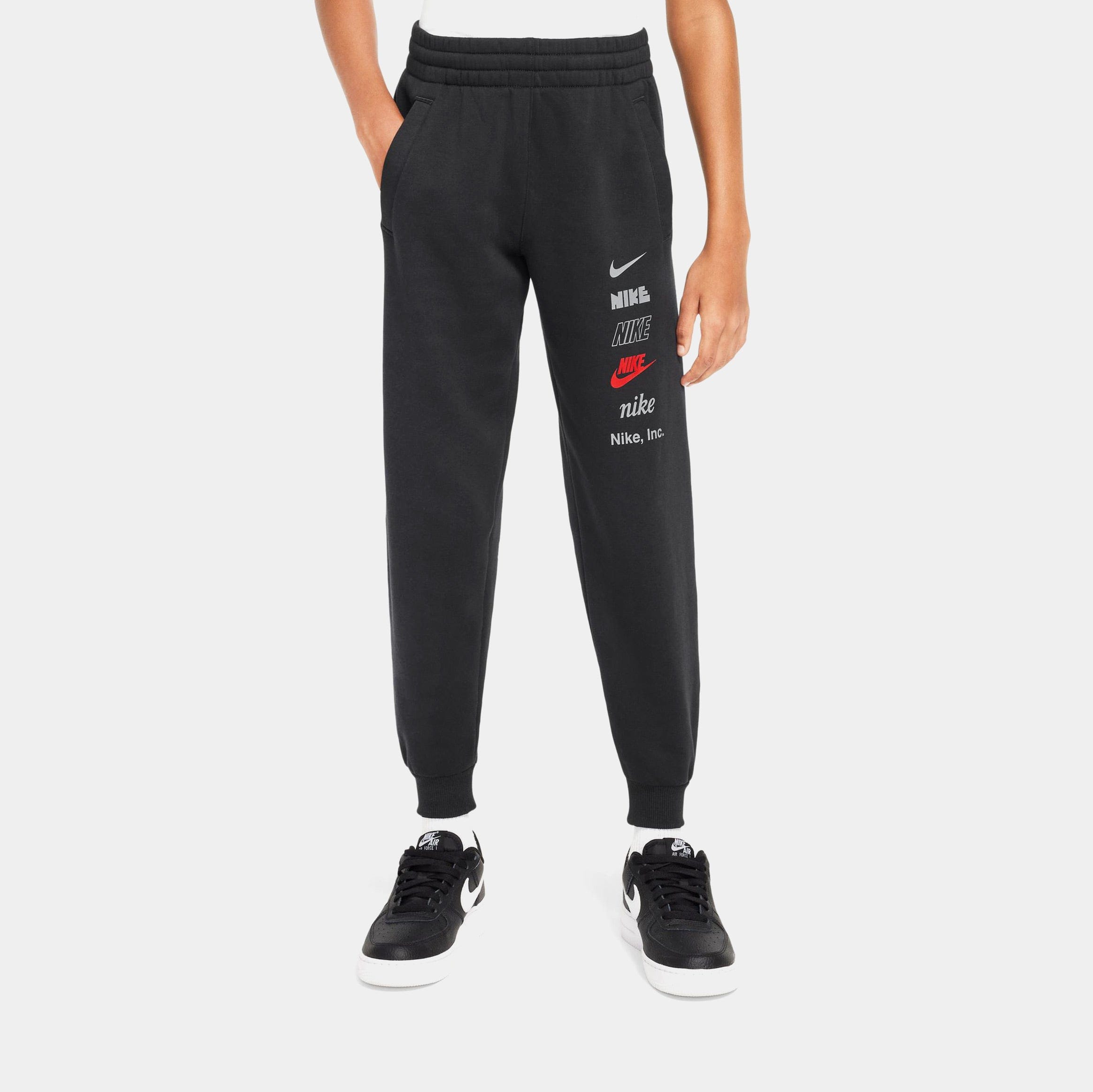 Nike NSW Club Fleece Joggers Grade School Pants (Black/Red)