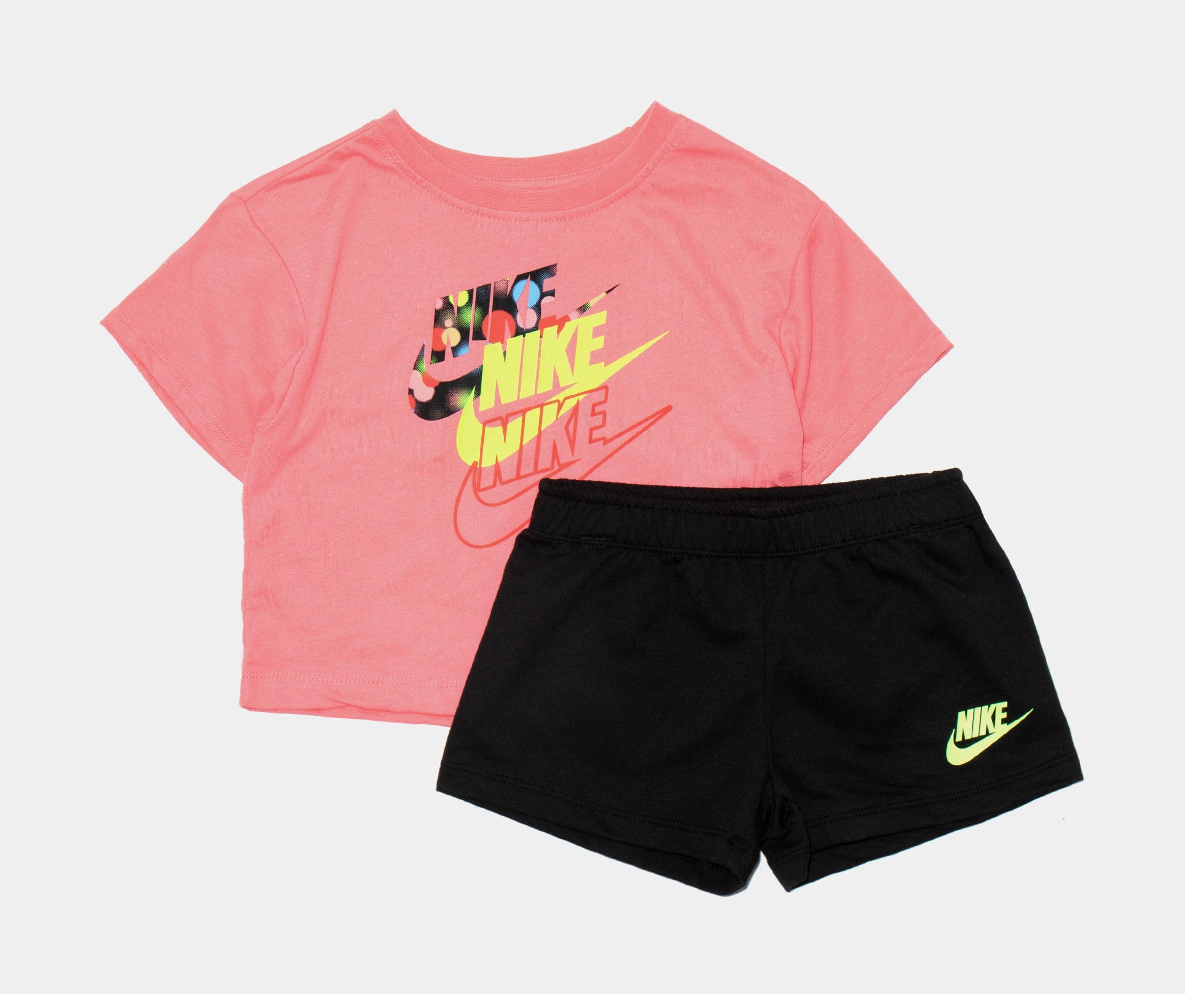 Nike Glow Time Boxy T-Shirt and Shorts Set Preschool Set (Black/Pink)