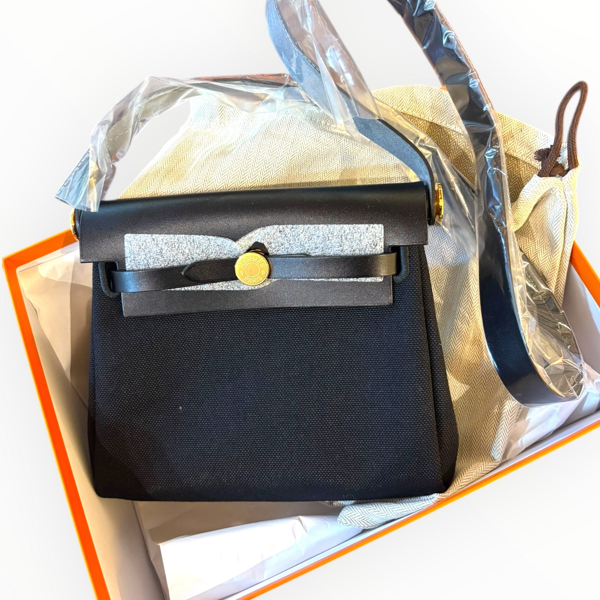 Hermès Herbag Mini 20 Black Canvas GHW