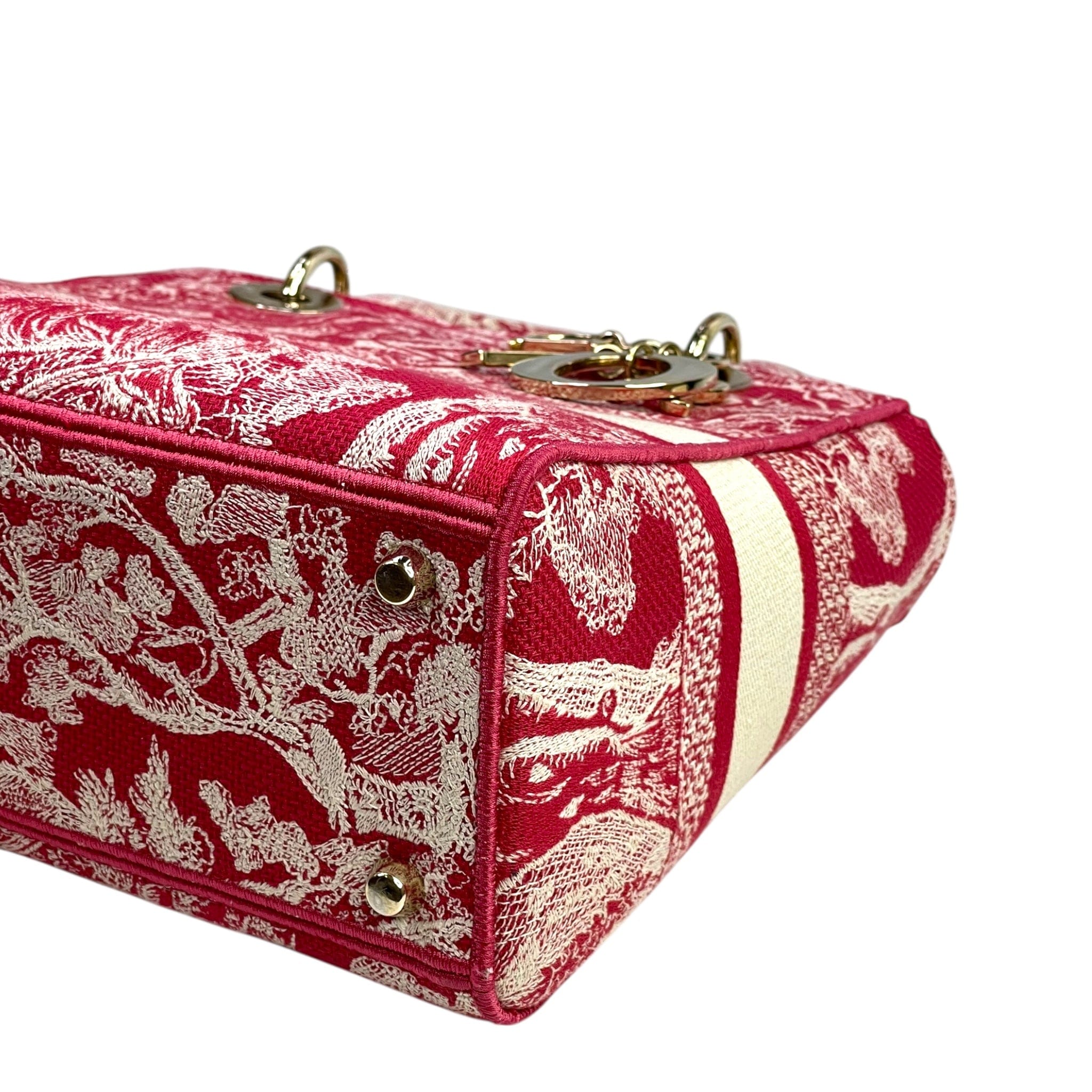 Christian Dior Lady D - Lite Bag Toile De Jouy Pink Embroidered Canvas