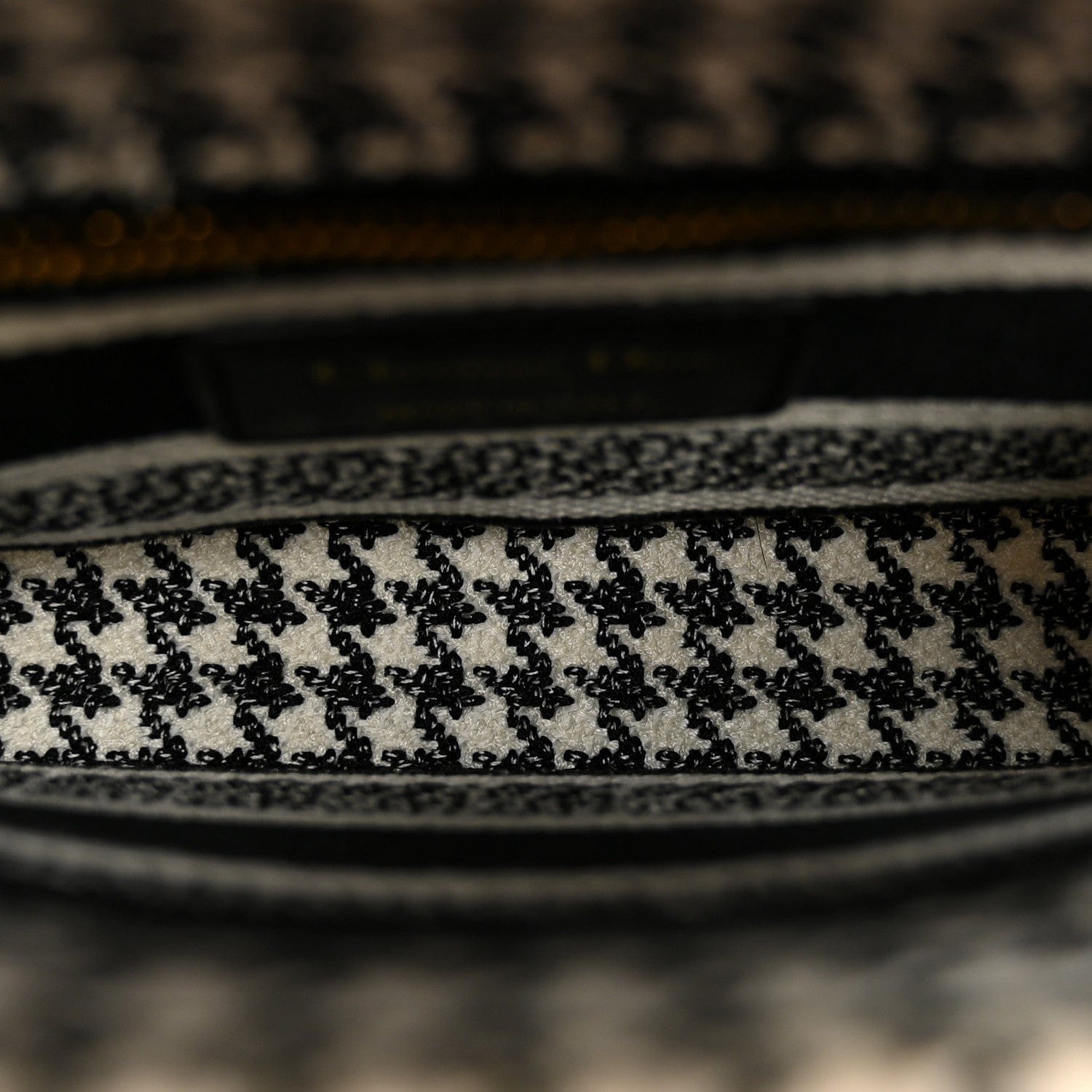 Christian Dior Canvas Houndstooth Embroidered Mini Lady D - Lite Black White