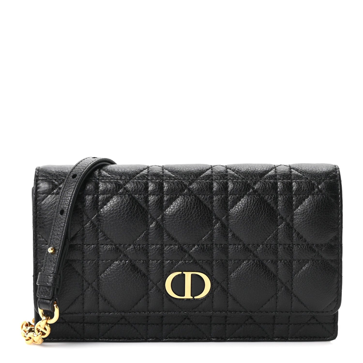 Christian Dior Supple Calfskin Caro Pouch with Chain Black