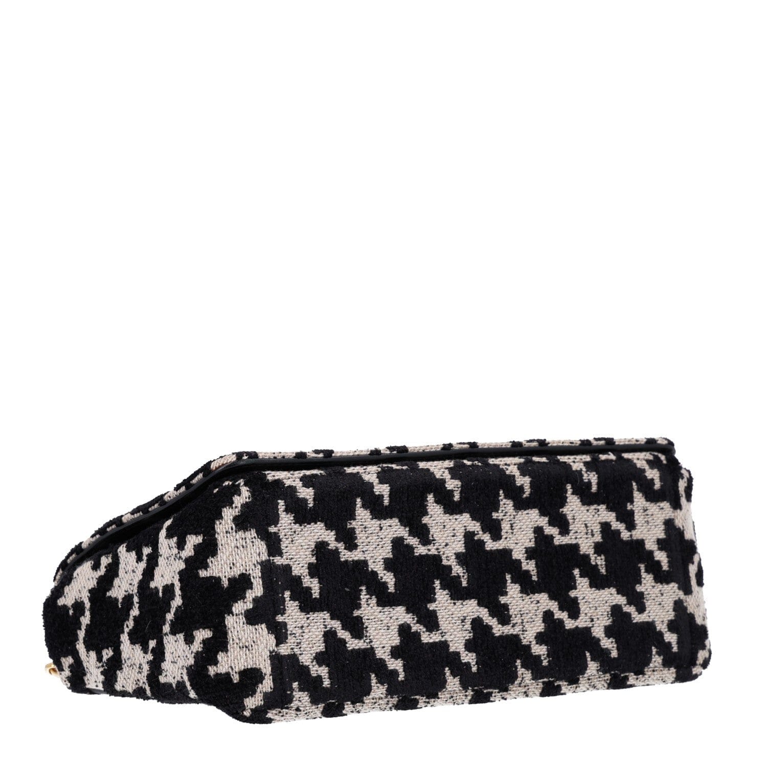 Christian Dior Technical Canvas Macro Houndstooth Medium Caro Bag Black White