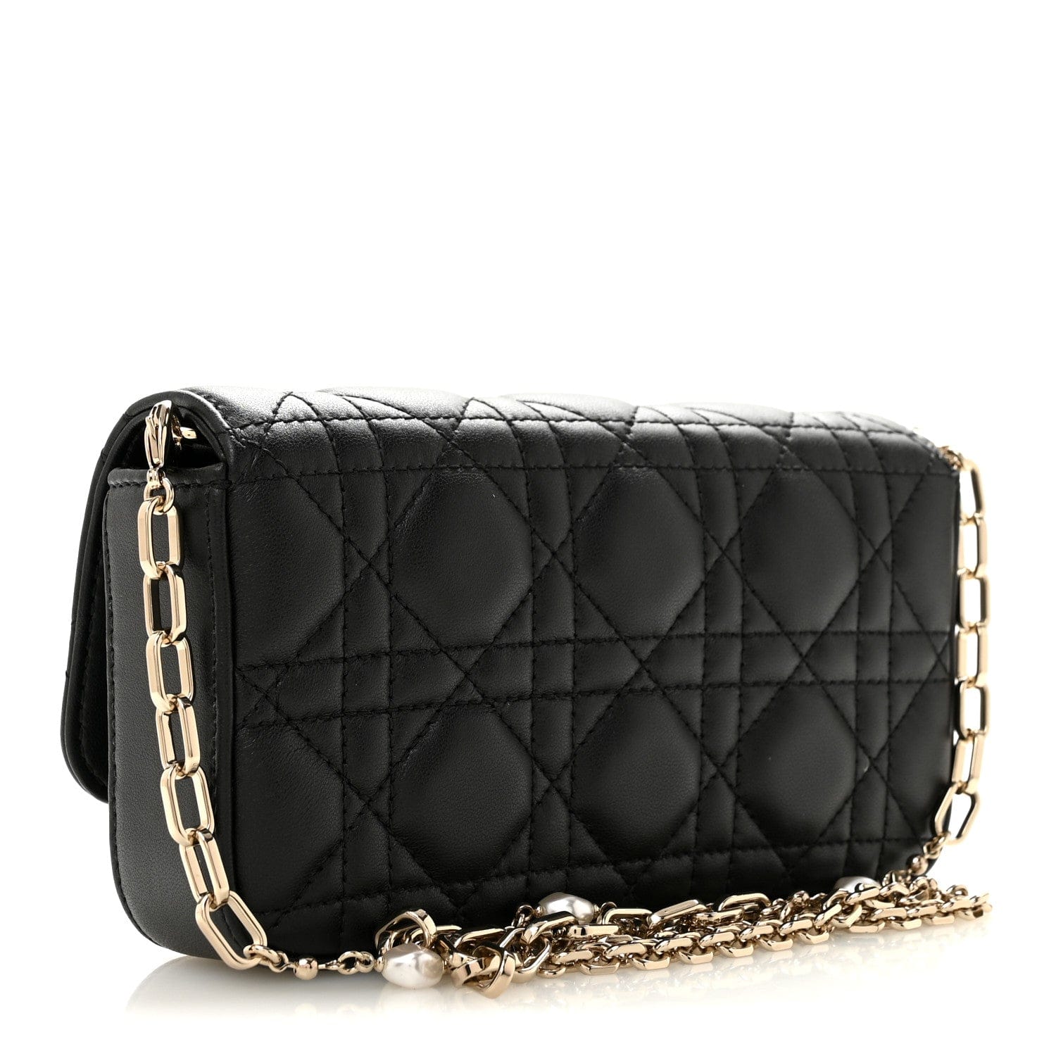 Christian Dior Lambskin Cannage Dior Talk Phone Pouch Black