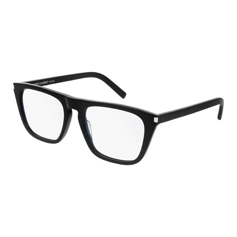 Saint Laurent Eyeglasses Square Full Rim, Black Frame and Clear Demo Lenses Lens SL343003