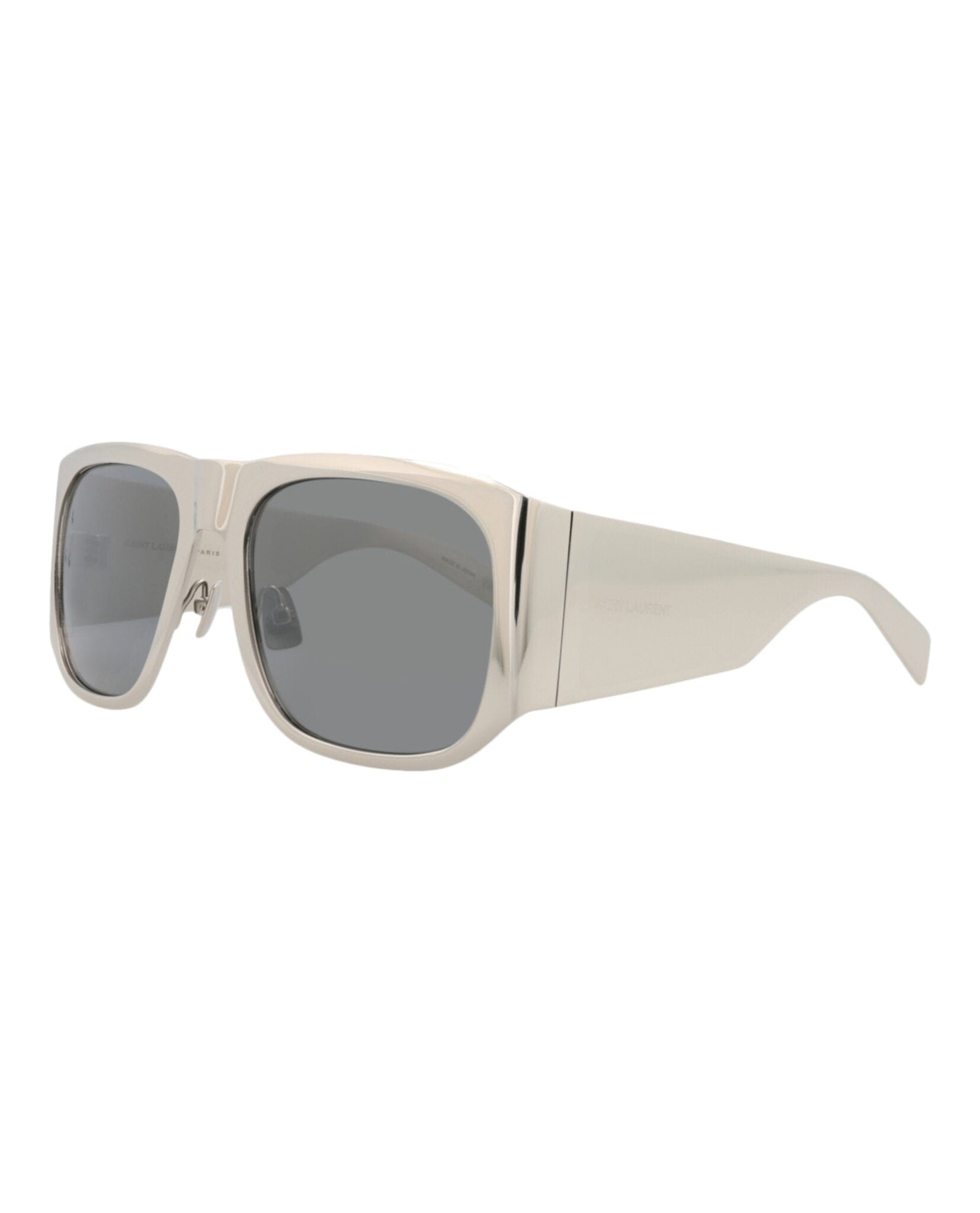 Saint Laurent Unisex Square/Rectangle Silver Silver Silver Fashion Designer Eyewear