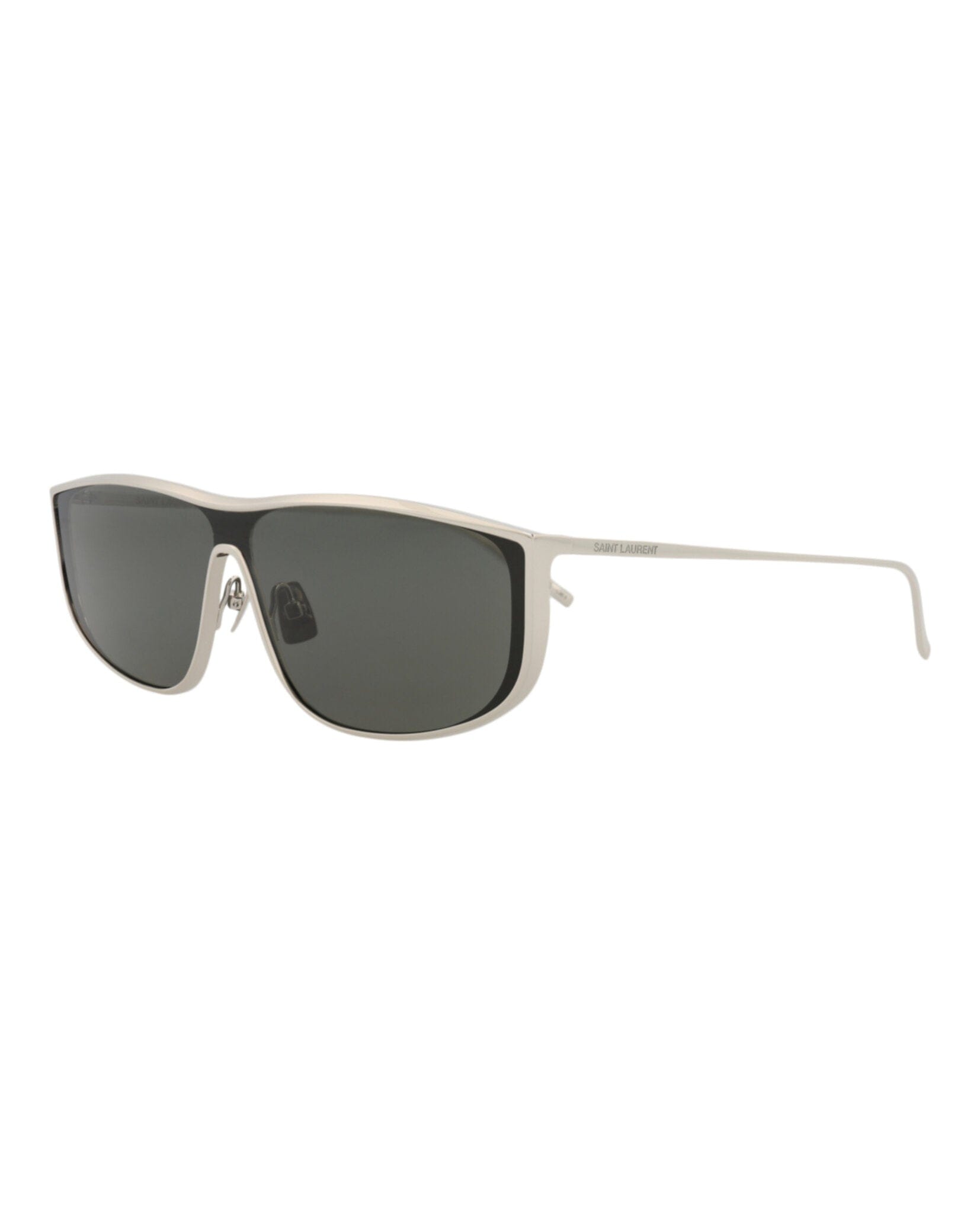 Saint Laurent Unisex Shield/Wrap Silver Silver Grey Fashion Designer Eyewear