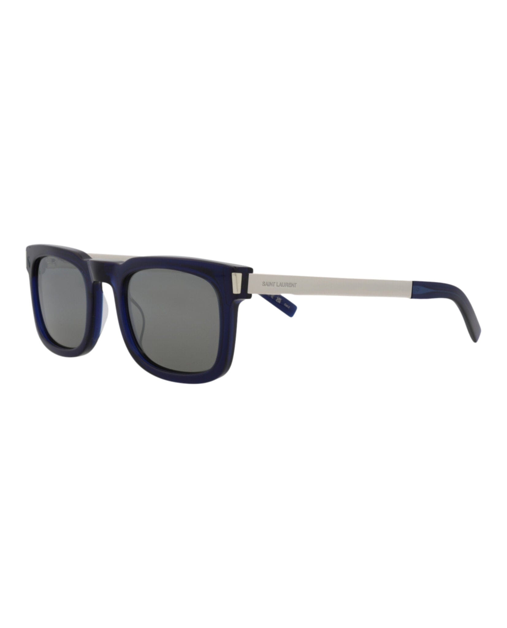 Saint Laurent Unisex Square/Rectangle Blue Silver Silver Fashion Designer Eyewear