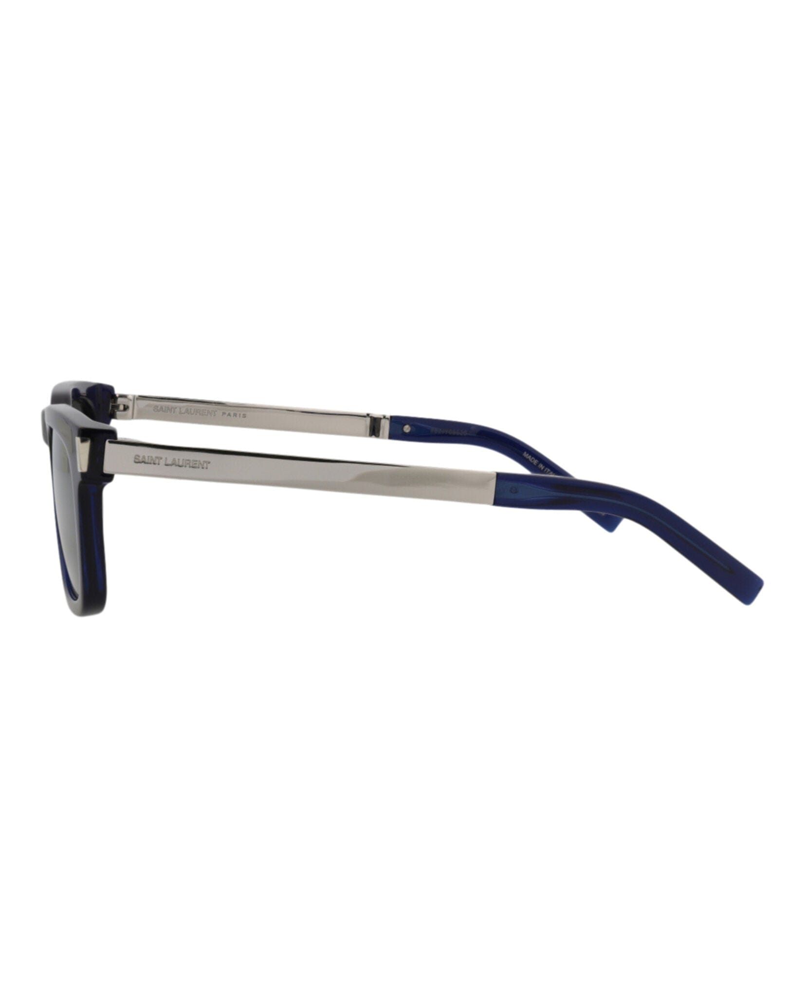 Saint Laurent Unisex Square/Rectangle Blue Silver Silver Fashion Designer Eyewear