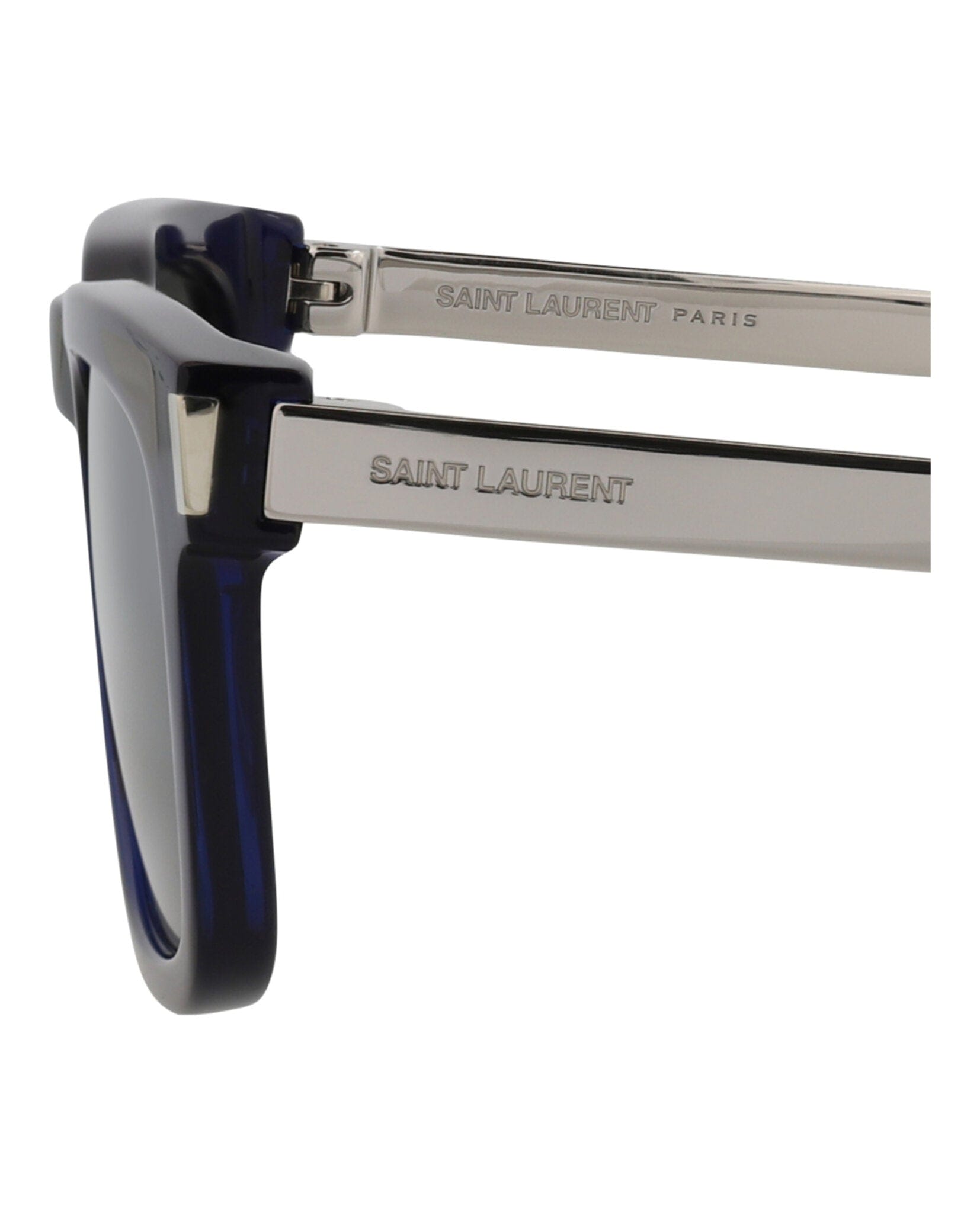 Saint Laurent Unisex Square/Rectangle Blue Silver Silver Fashion Designer Eyewear