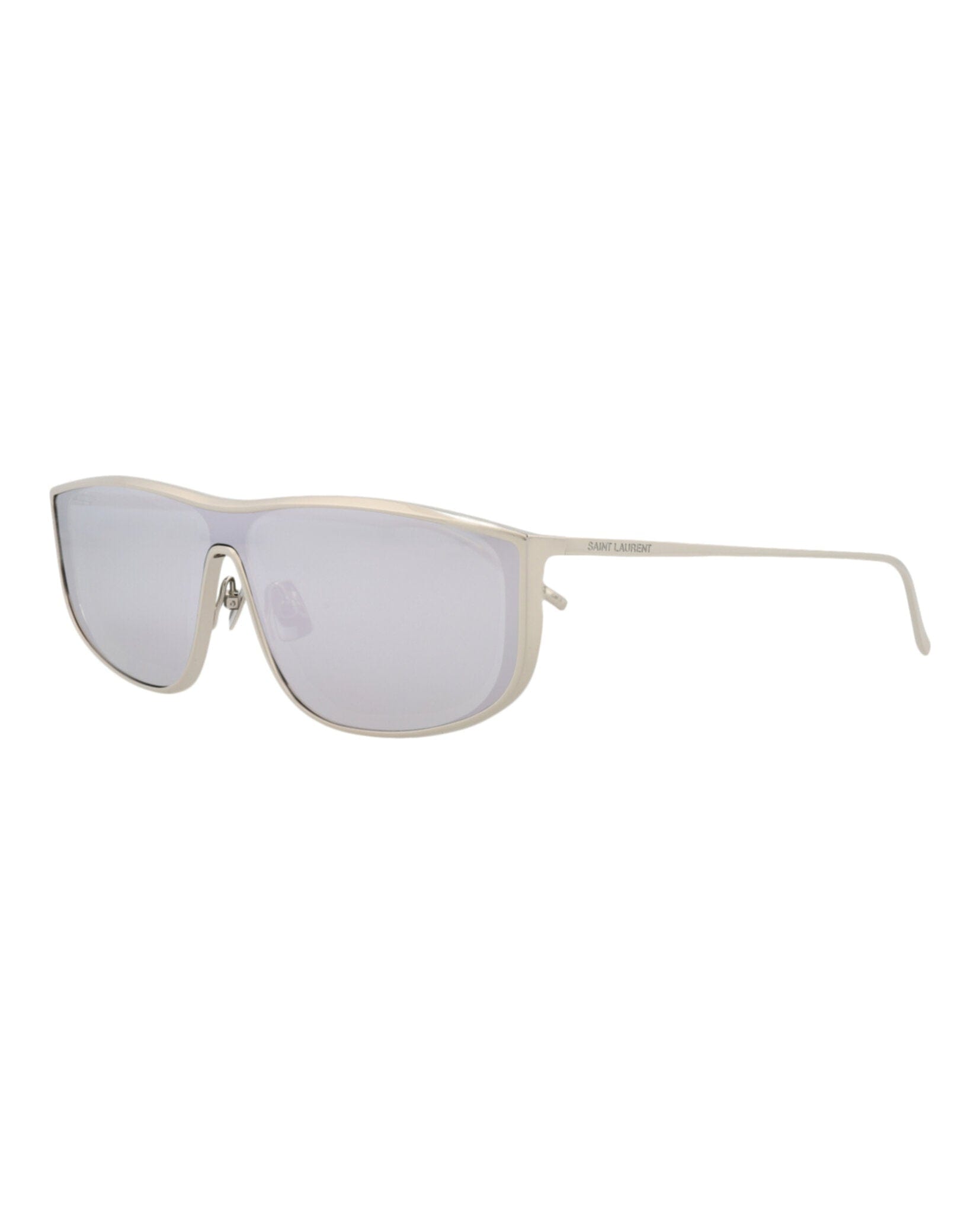 Saint Laurent Unisex Shield/Wrap Silver Silver Silver Fashion Designer Eyewear