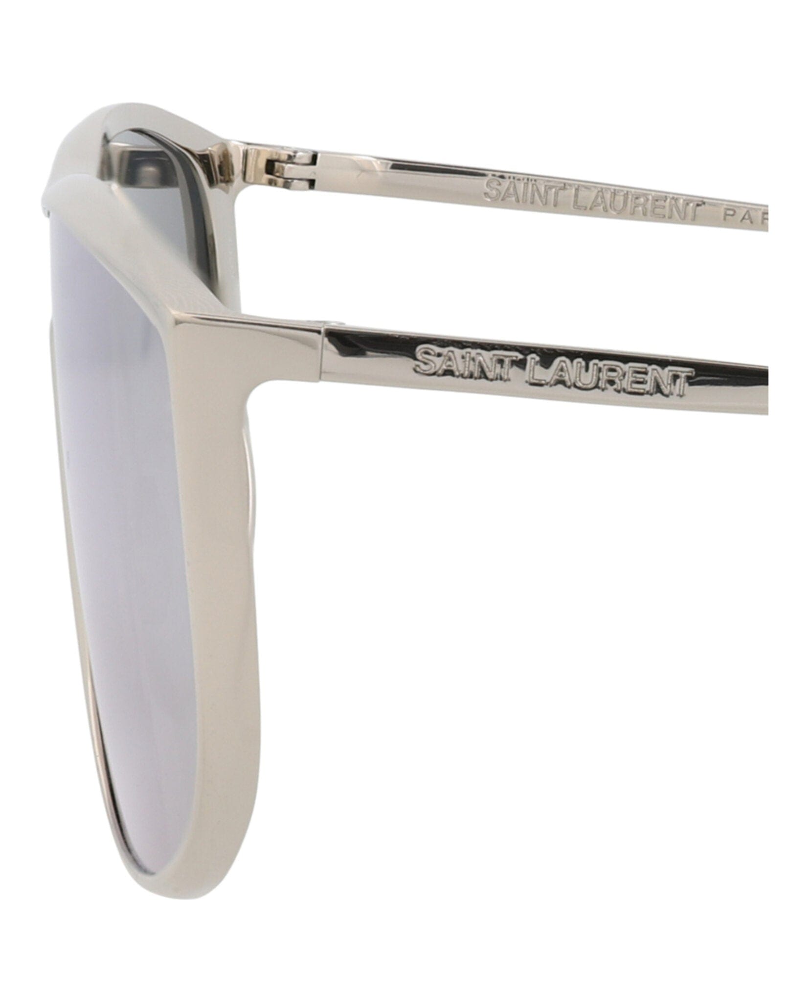Saint Laurent Unisex Shield/Wrap Silver Silver Silver Fashion Designer Eyewear