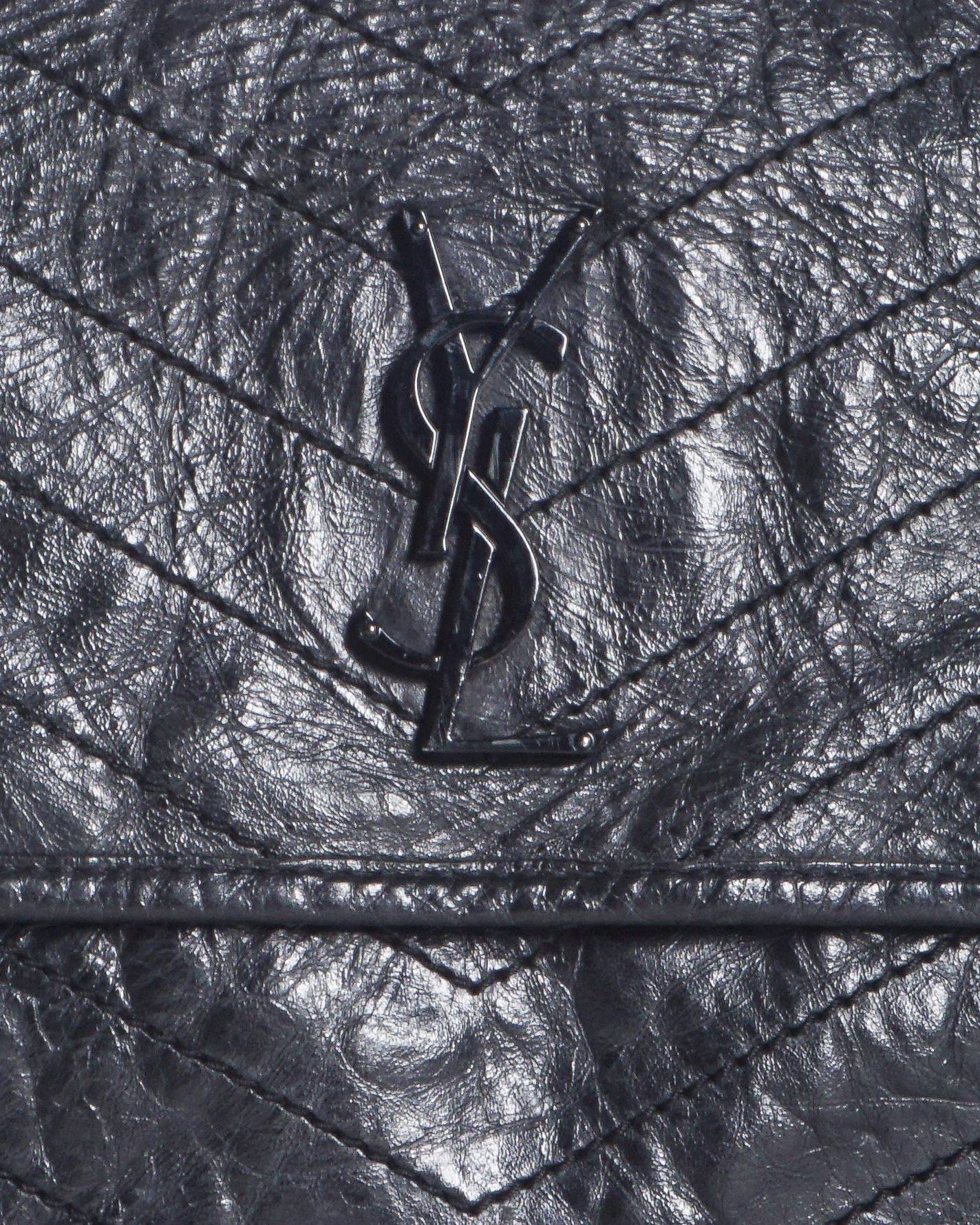 Saint Laurent Black Vintage Crinkled Calfskin Niki Medium Shoulder Bag