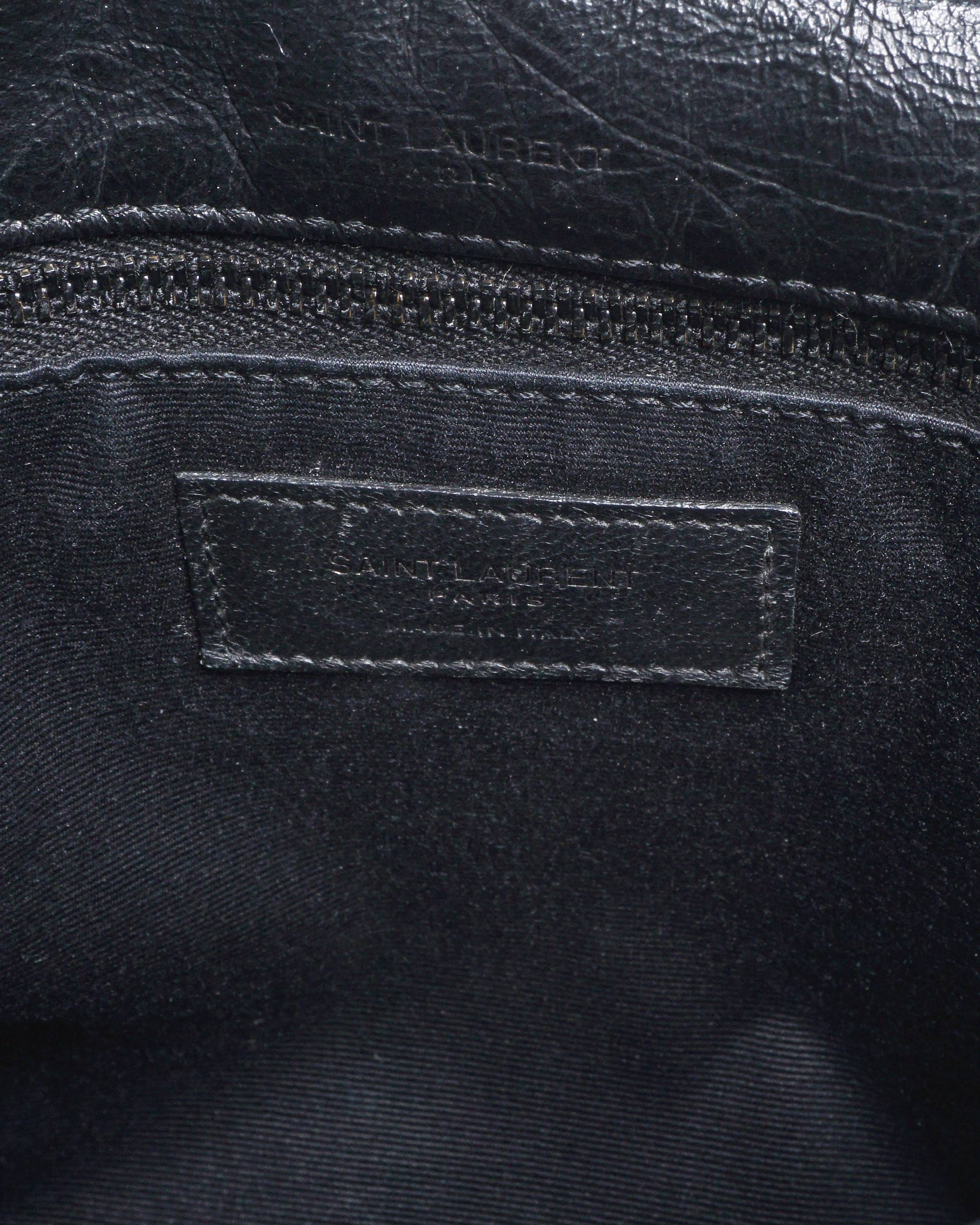 Saint Laurent Black Vintage Crinkled Calfskin Niki Medium Shoulder Bag