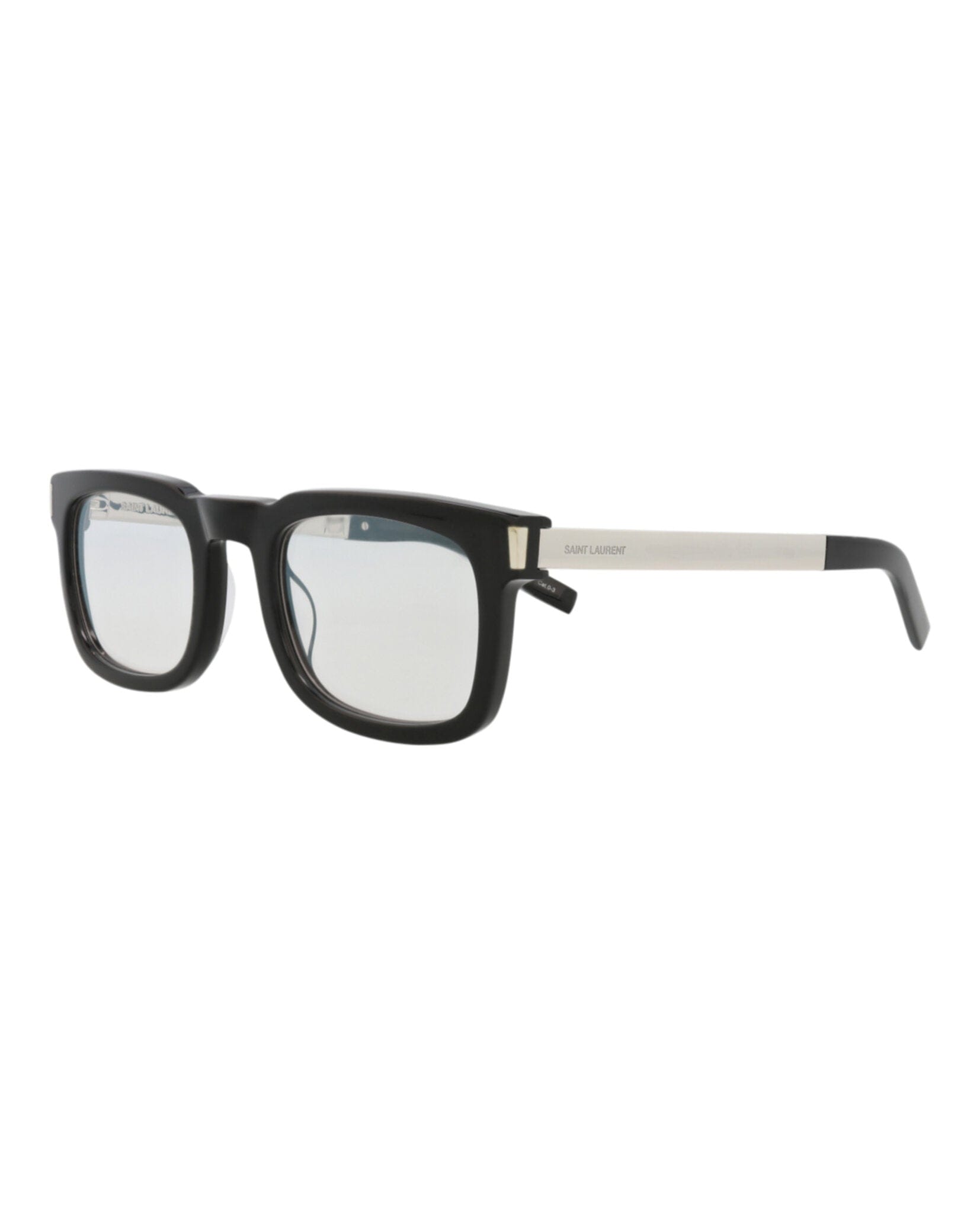 Saint Laurent Unisex Square/Rectangle Black Silver Transparent Fashion Designer Eyewear