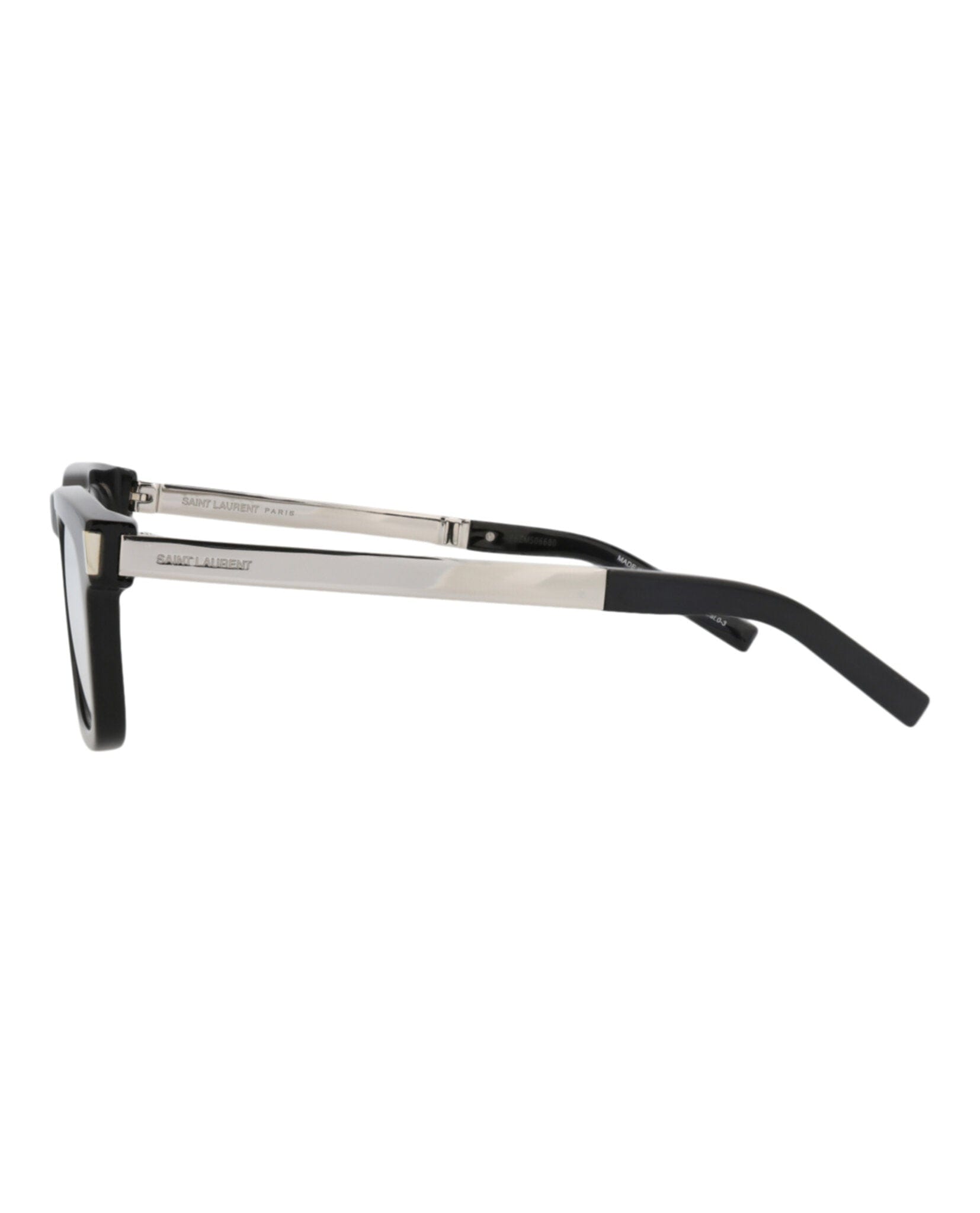 Saint Laurent Unisex Square/Rectangle Black Silver Transparent Fashion Designer Eyewear