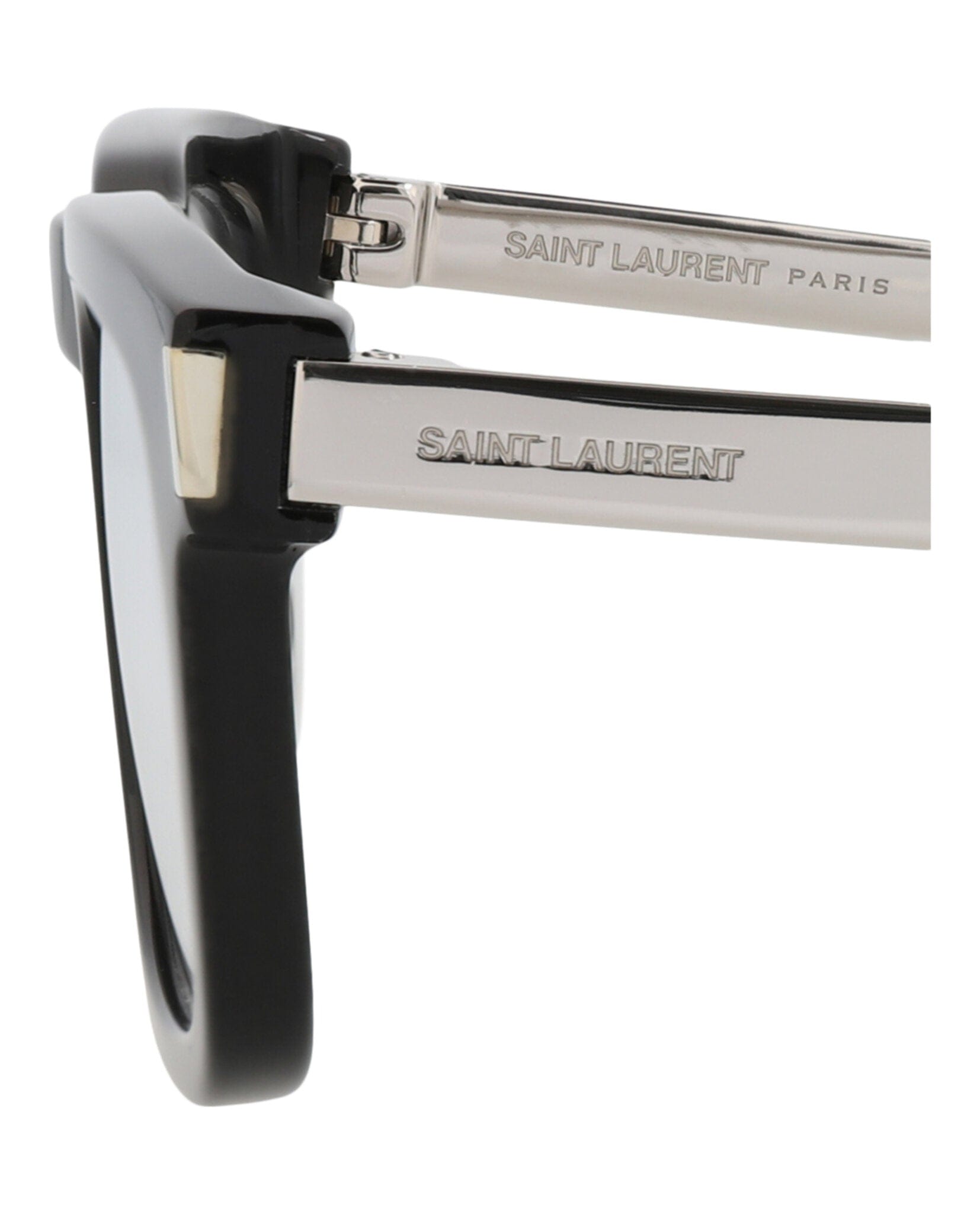 Saint Laurent Unisex Square/Rectangle Black Silver Transparent Fashion Designer Eyewear