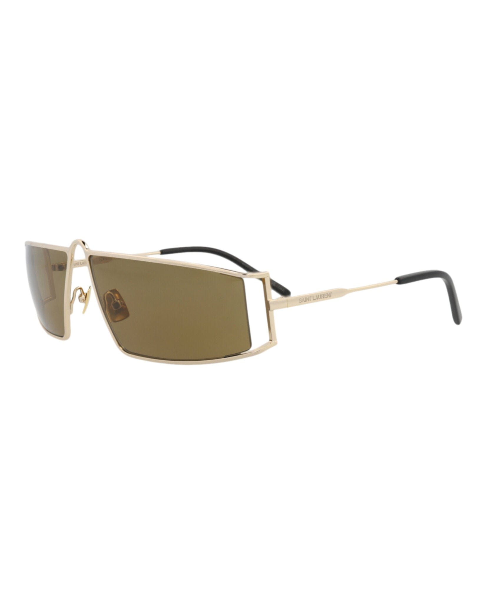 Saint Laurent Womens Square/Rectangle Gold Gold Brown Fashion Designer Eyewear