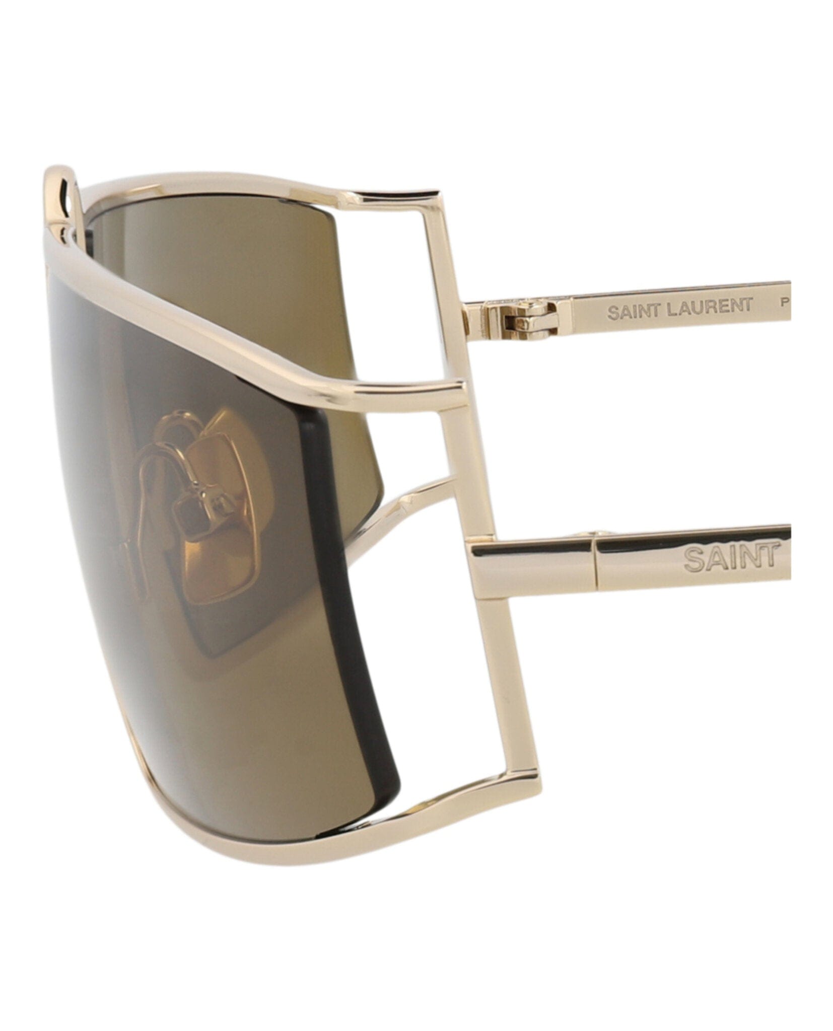 Saint Laurent Womens Square/Rectangle Gold Gold Brown Fashion Designer Eyewear