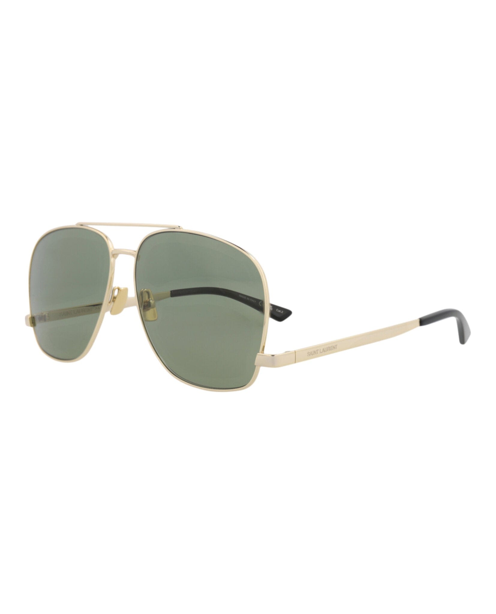 Saint Laurent Womens Aviator Gold Gold Green Fashion Designer Eyewear