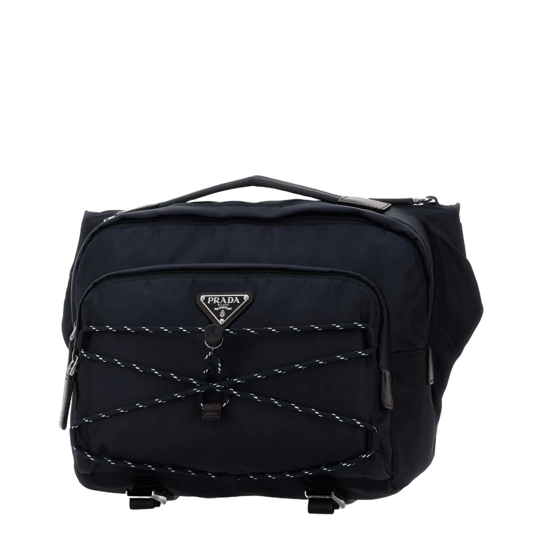 Prada Speedrock Re - Nylon Leather Shoulder Bags - Navy