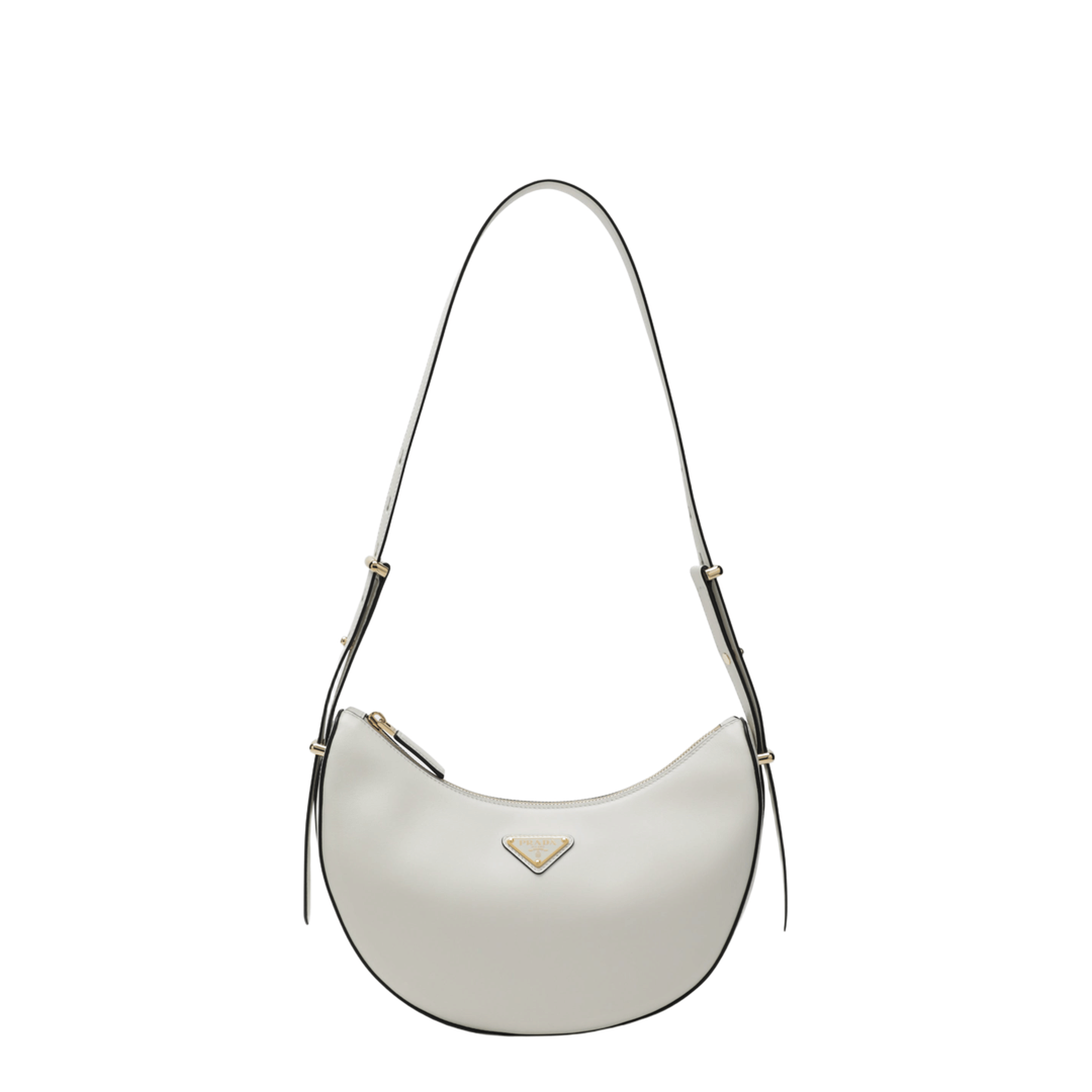 Prada Arqué Small Calfskin Shoulder Bags - White