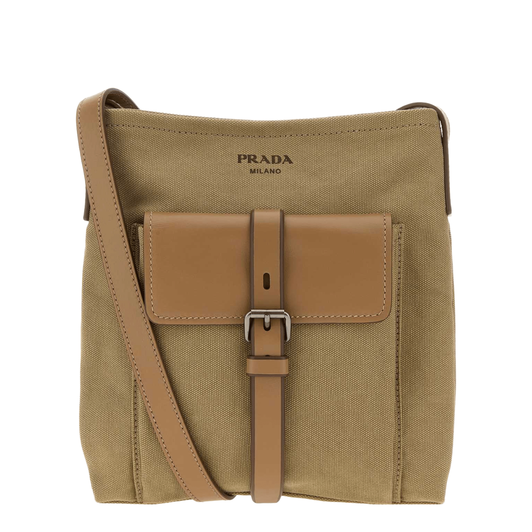 Prada Route Canvas Shoulder Bag - Khaki