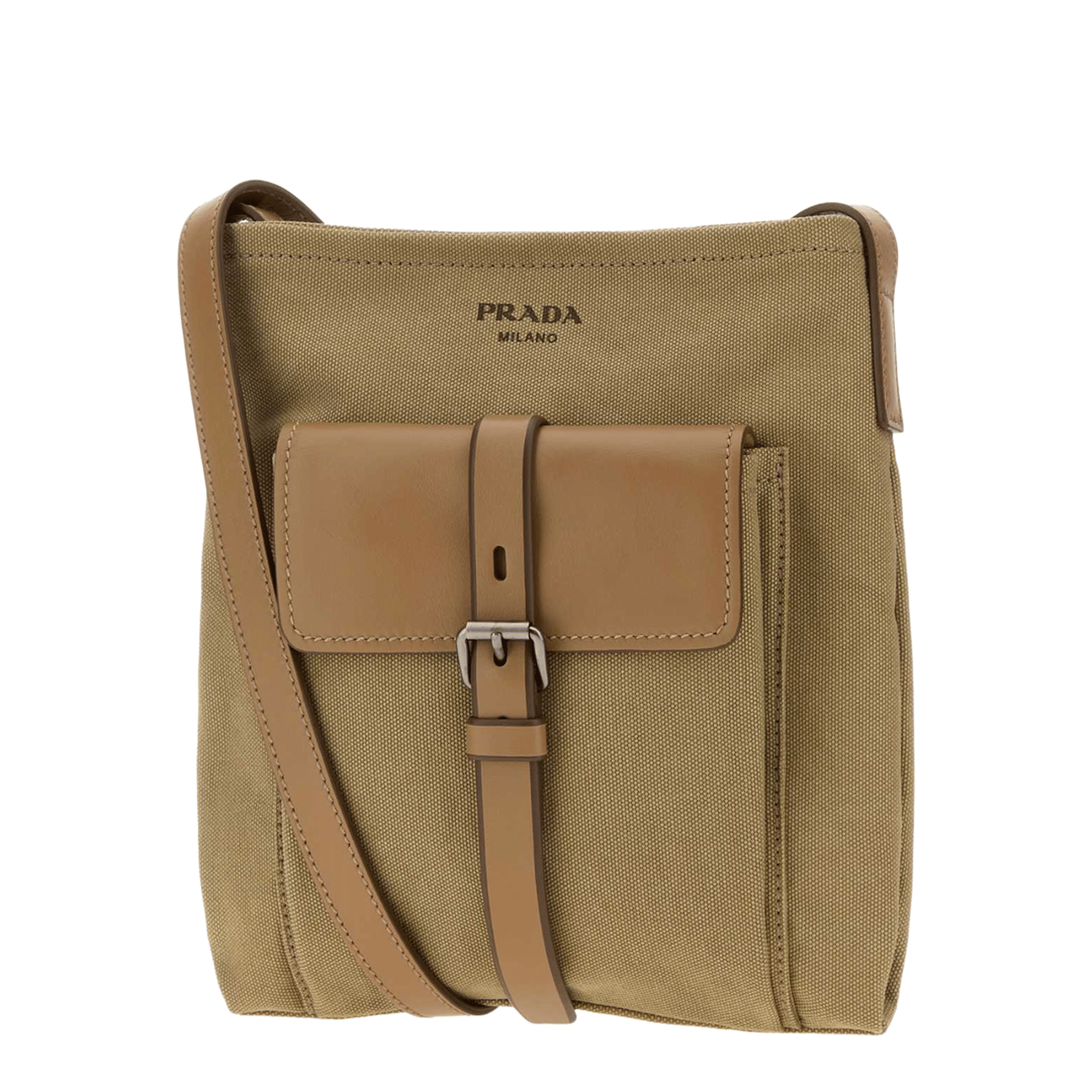 Prada Route Canvas Shoulder Bag - Khaki