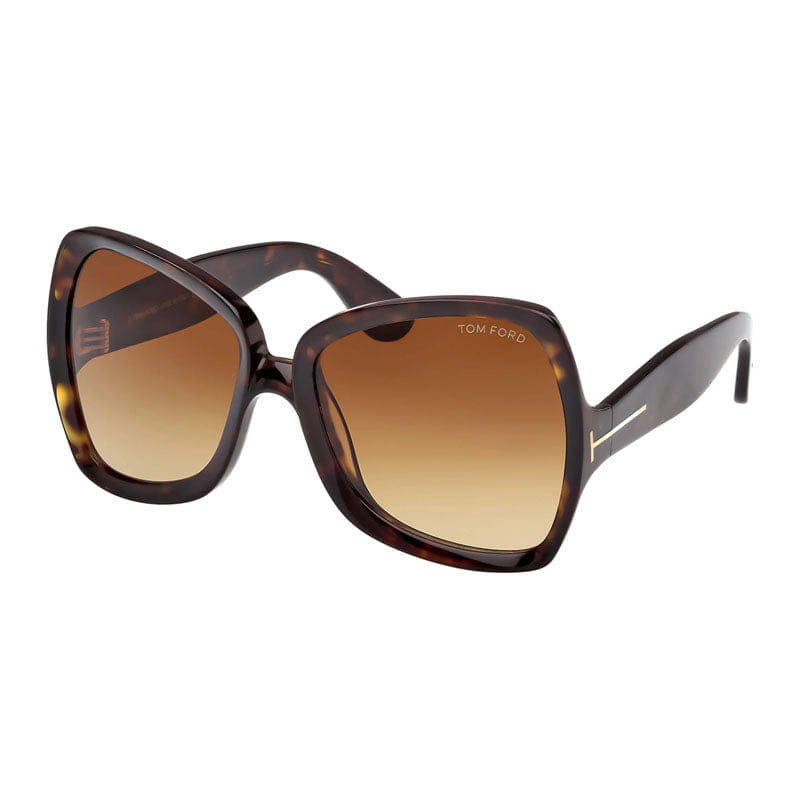 Tom Ford Sunglasses Butterfly Full Rim, Shiny Black Frame and Smoke Gradient Lens FT122201B