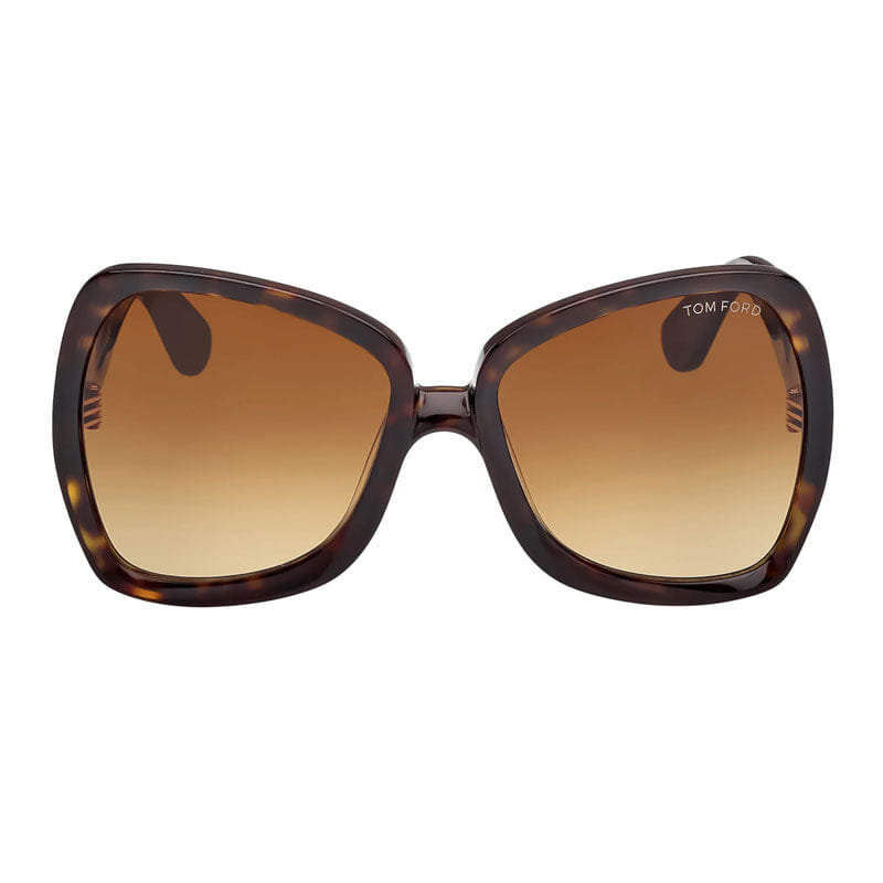 Tom Ford Sunglasses Butterfly Full Rim, Shiny Black Frame and Smoke Gradient Lens FT122201B