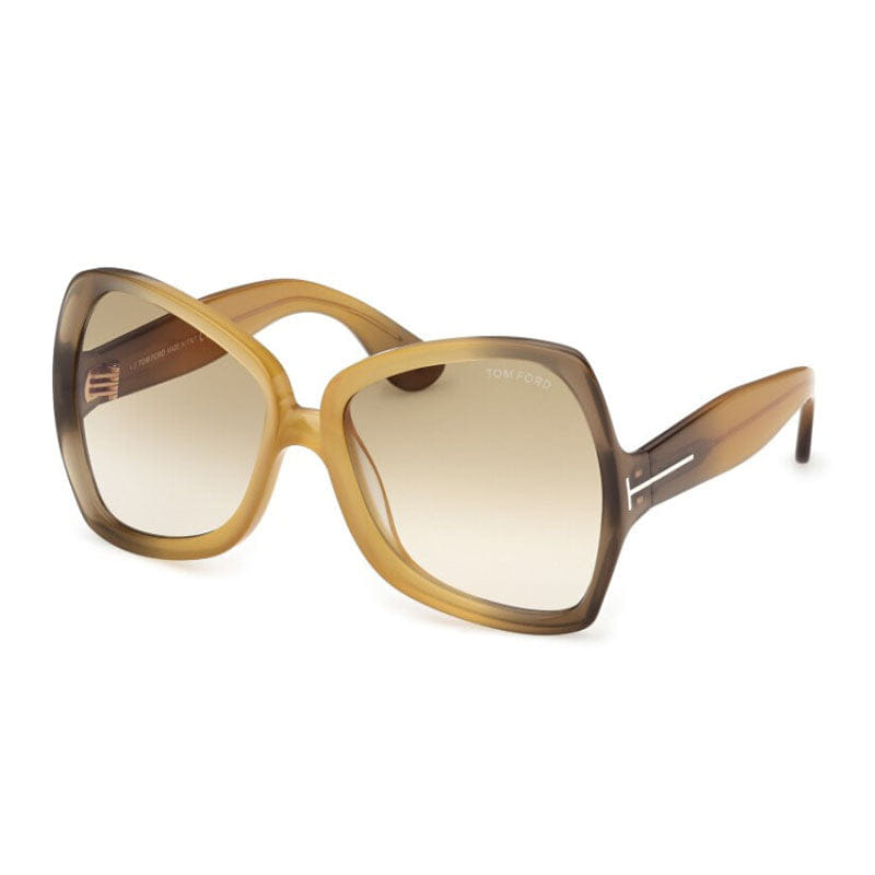 Tom Ford Sunglasses Butterfly Full Rim, Shiny Black Frame and Smoke Gradient Lens FT122201B