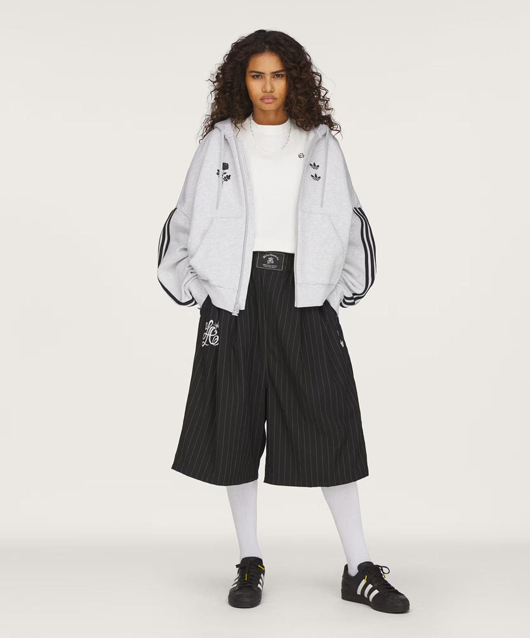 Adidas Originals | x CHAVARRIA PINSTRIPE LONG SHORT { BLACK/WHITE