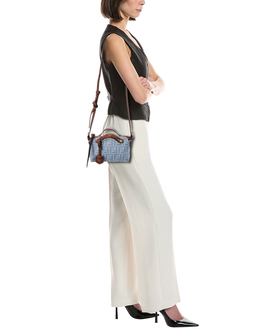 Fendi By The Way Soft Mini Ff Denim & Leather Satchel