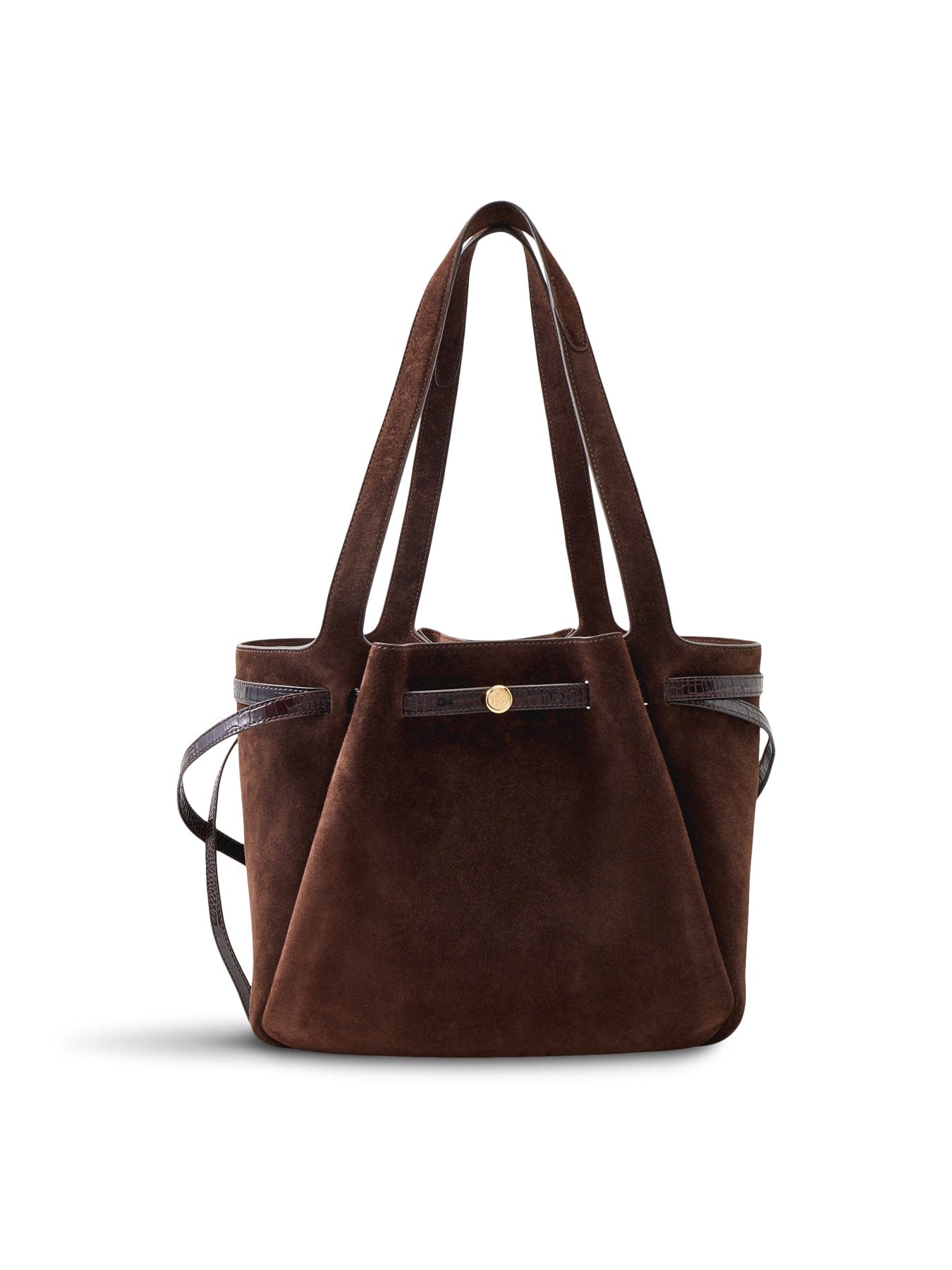 Tory Burch Romy Suede Tote Bag Dark Cocoa